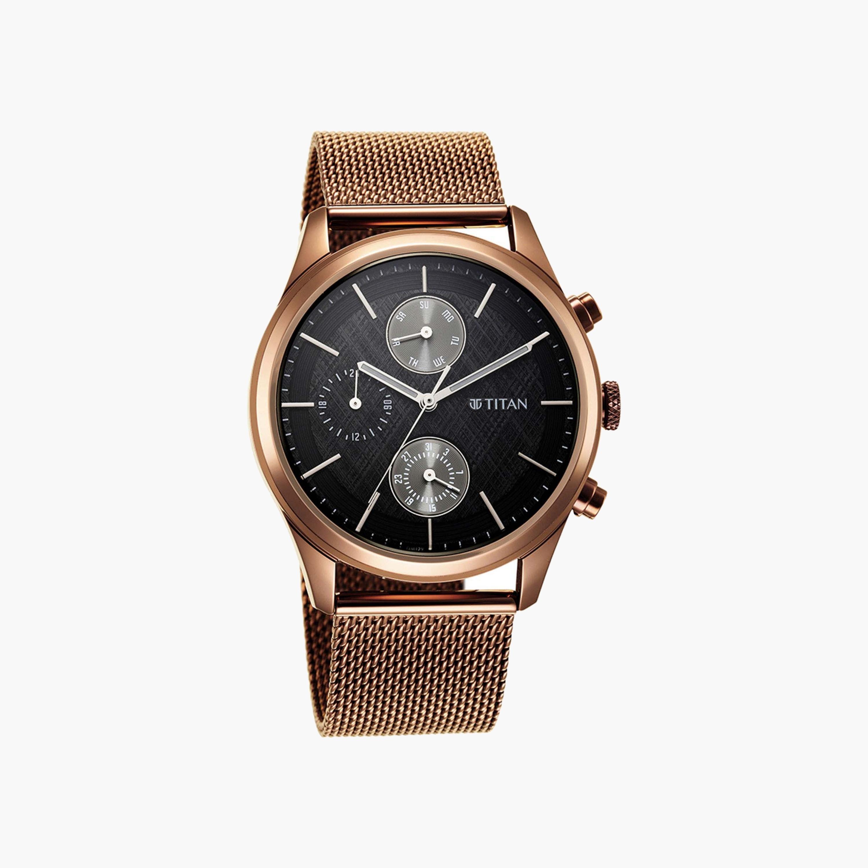 Titan Rose Gold Mesh Chronograph Watch-men-watchesandjewellery-watches-image-3