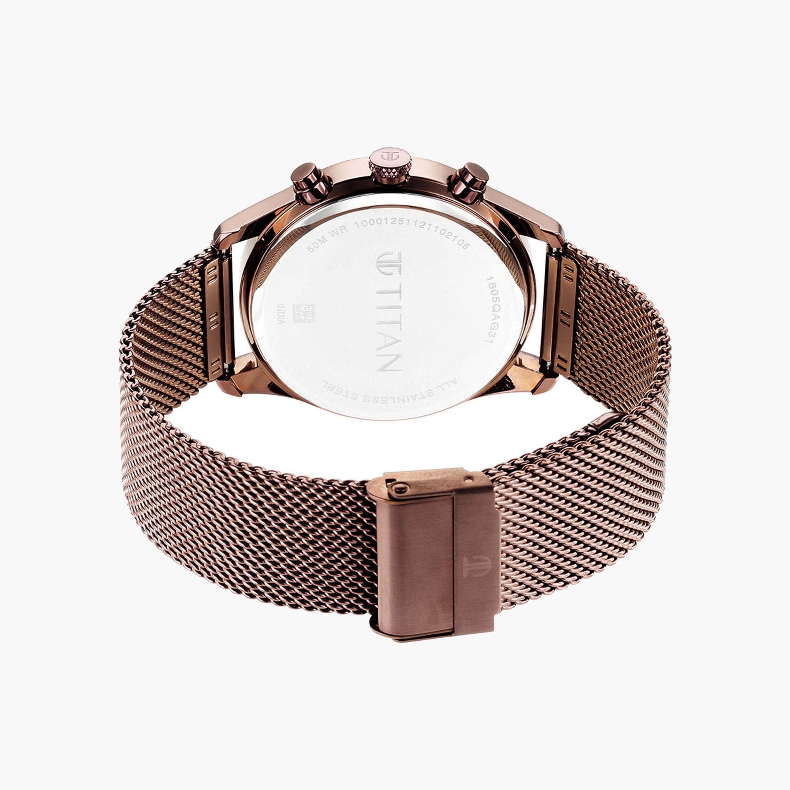 Titan Rose Gold Mesh Chronograph Watch-men-watchesandjewellery-watches-image-4