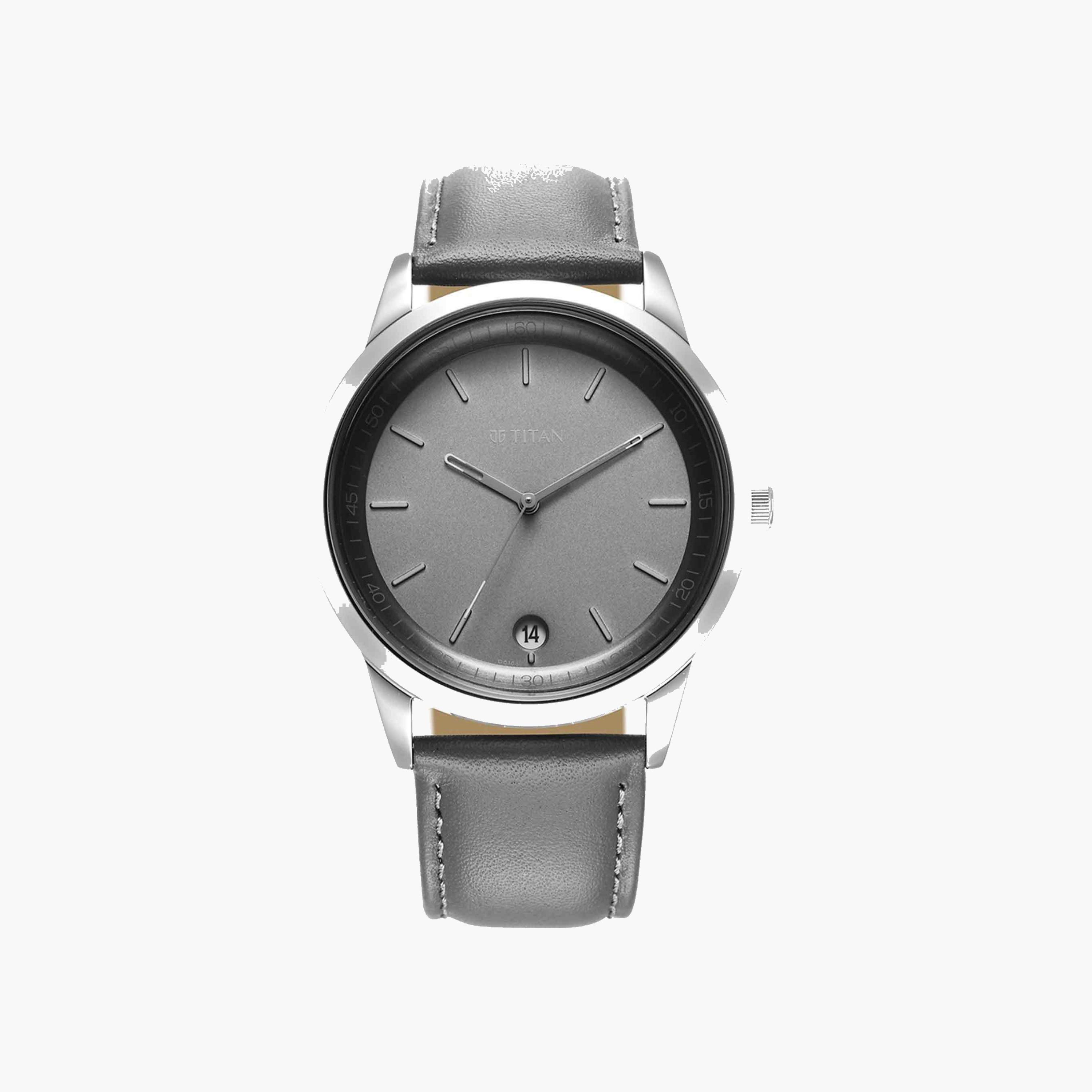 Titan Analog Quartz Watch Grey Leather Strap-men-watchesandjewellery-watches-image-1