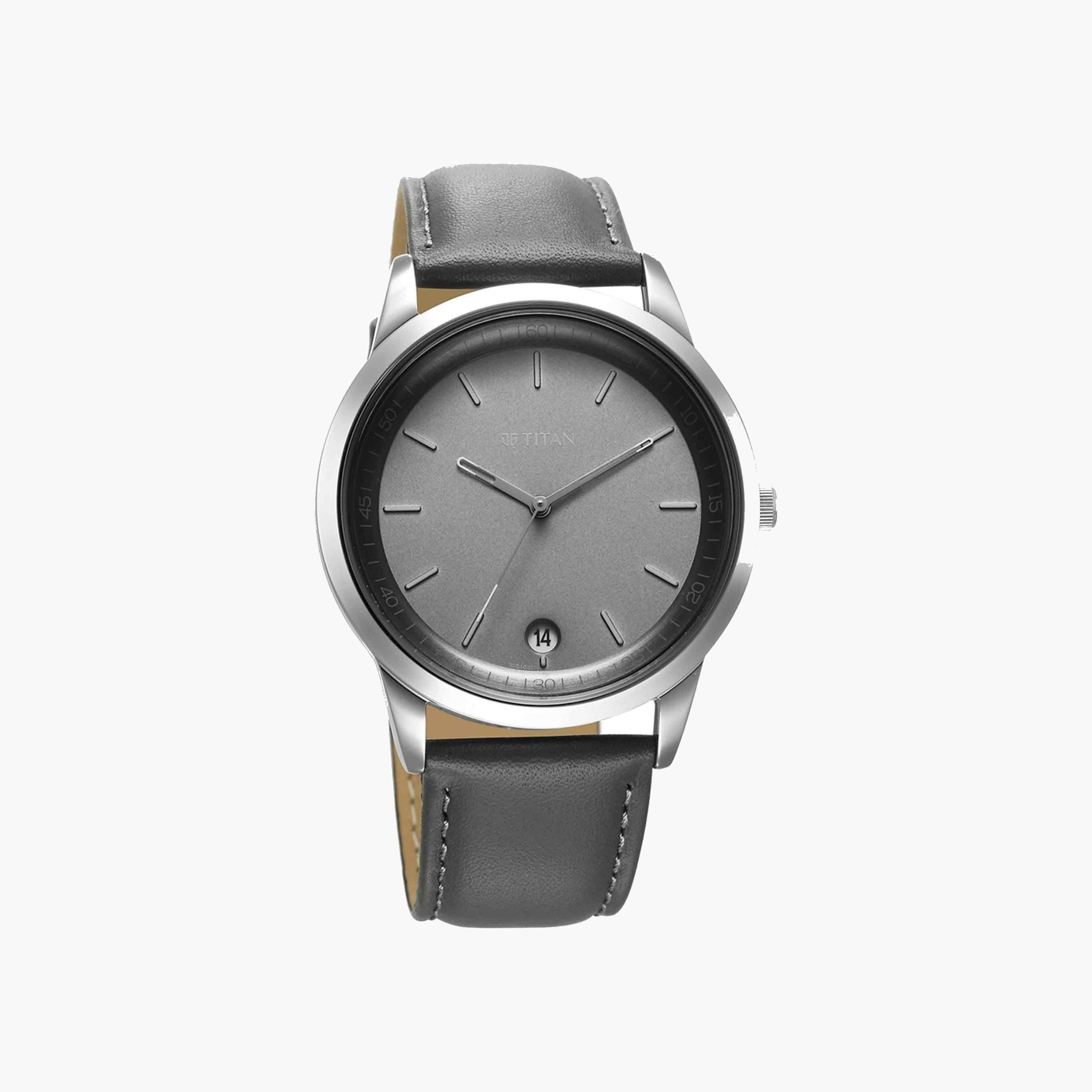 Titan Analog Quartz Watch Grey Leather Strap-men-watchesandjewellery-watches-image-2