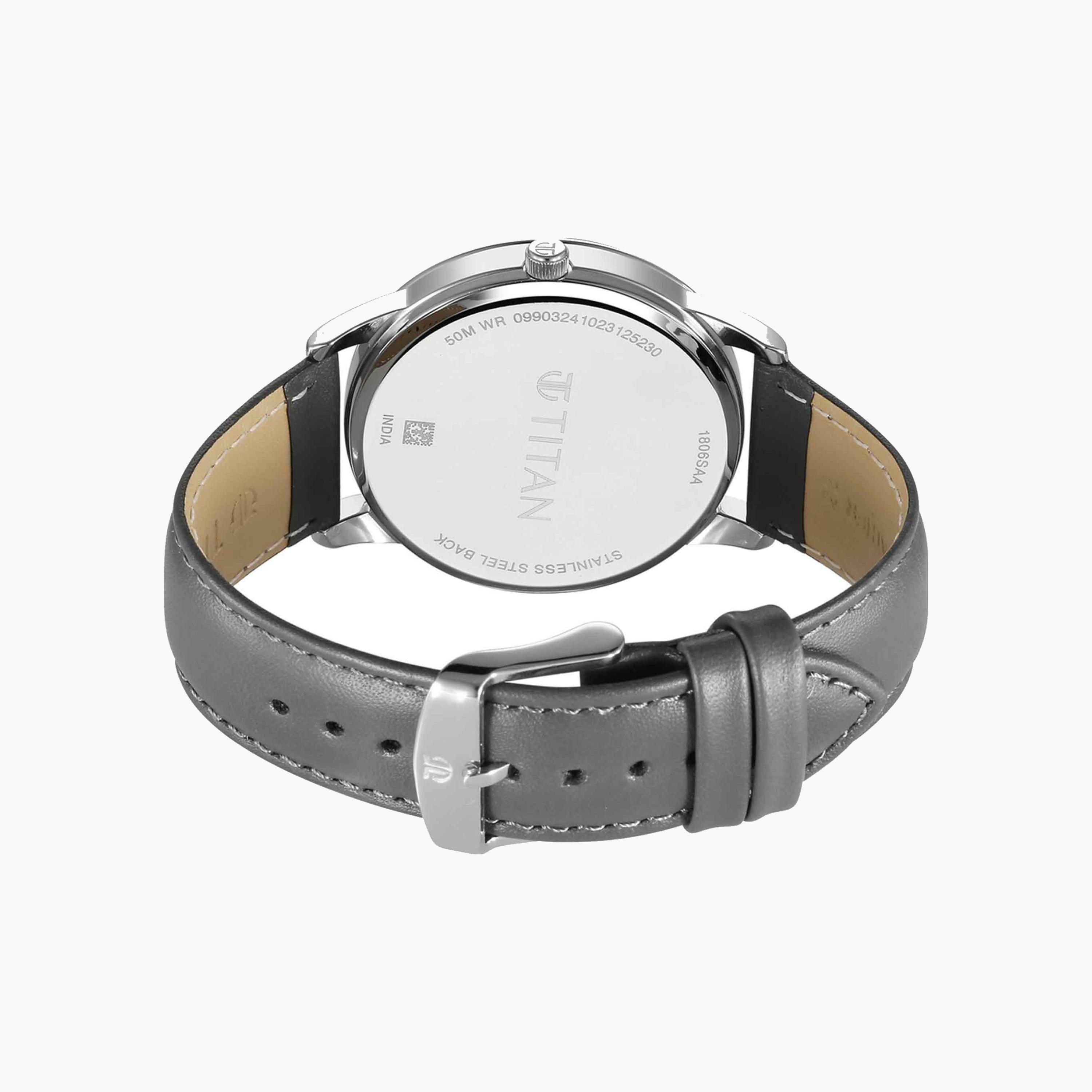 Titan Analog Quartz Watch Grey Leather Strap-men-watchesandjewellery-watches-image-5