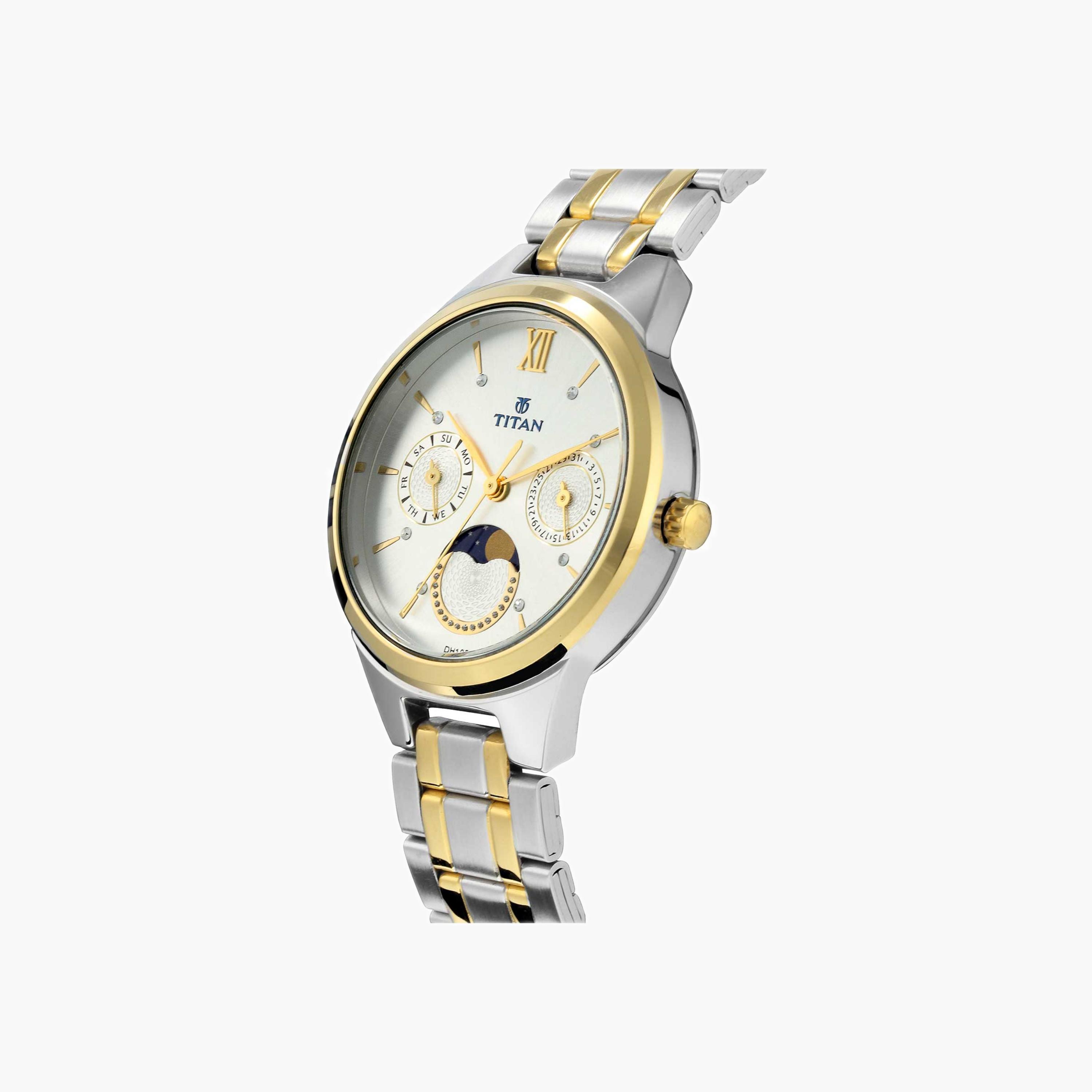 ساعة تيتان نسائية بلونين مع مؤشر أطوار القمر-women-watchesandjewellery-watches-image-3