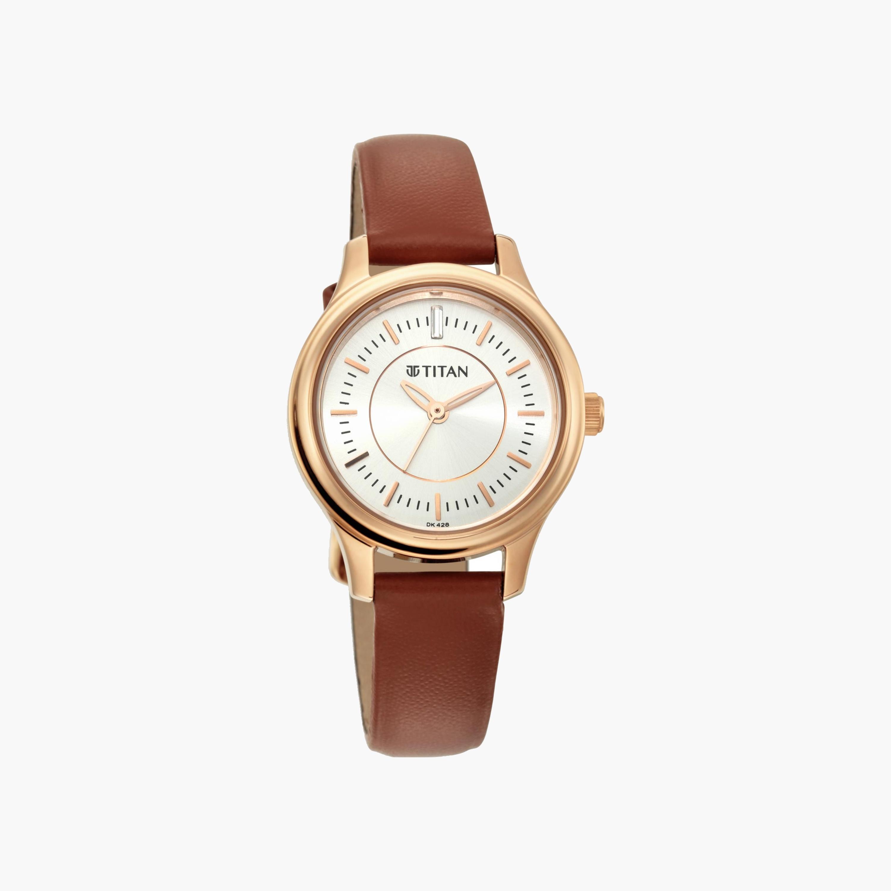 ساعة تيتان أنالوج بعقارب وسوار جلد للنساء-women-watchesandjewellery-watches-image-3