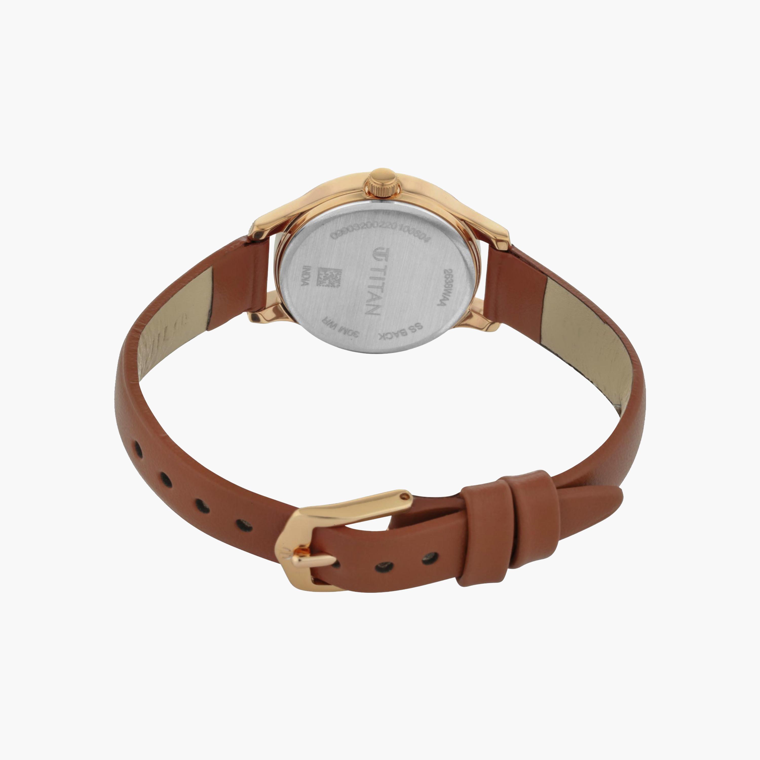 ساعة تيتان أنالوج بعقارب وسوار جلد للنساء-women-watchesandjewellery-watches-image-4