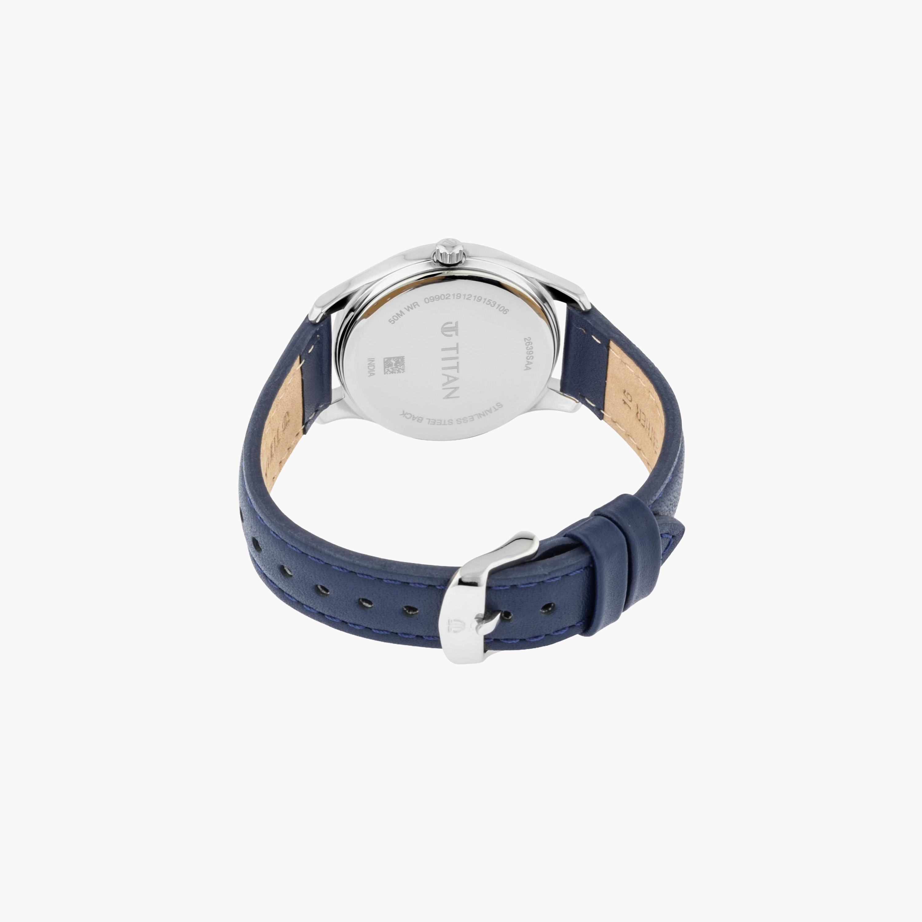 Titan Classic Watch, Blue Dial, Leather Strap-men-watchesandjewellery-watches-image-4