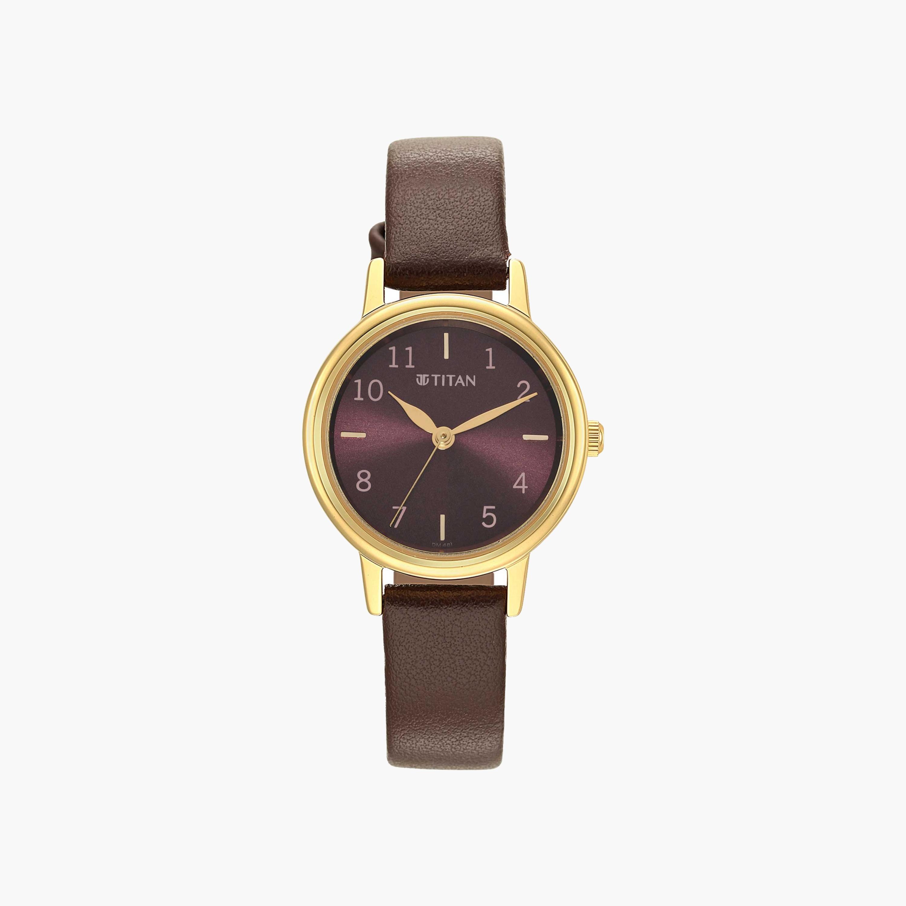 ساعة تيتان بعقارب وسوار جلدي للنساء-women-watchesandjewellery-watches-image-1