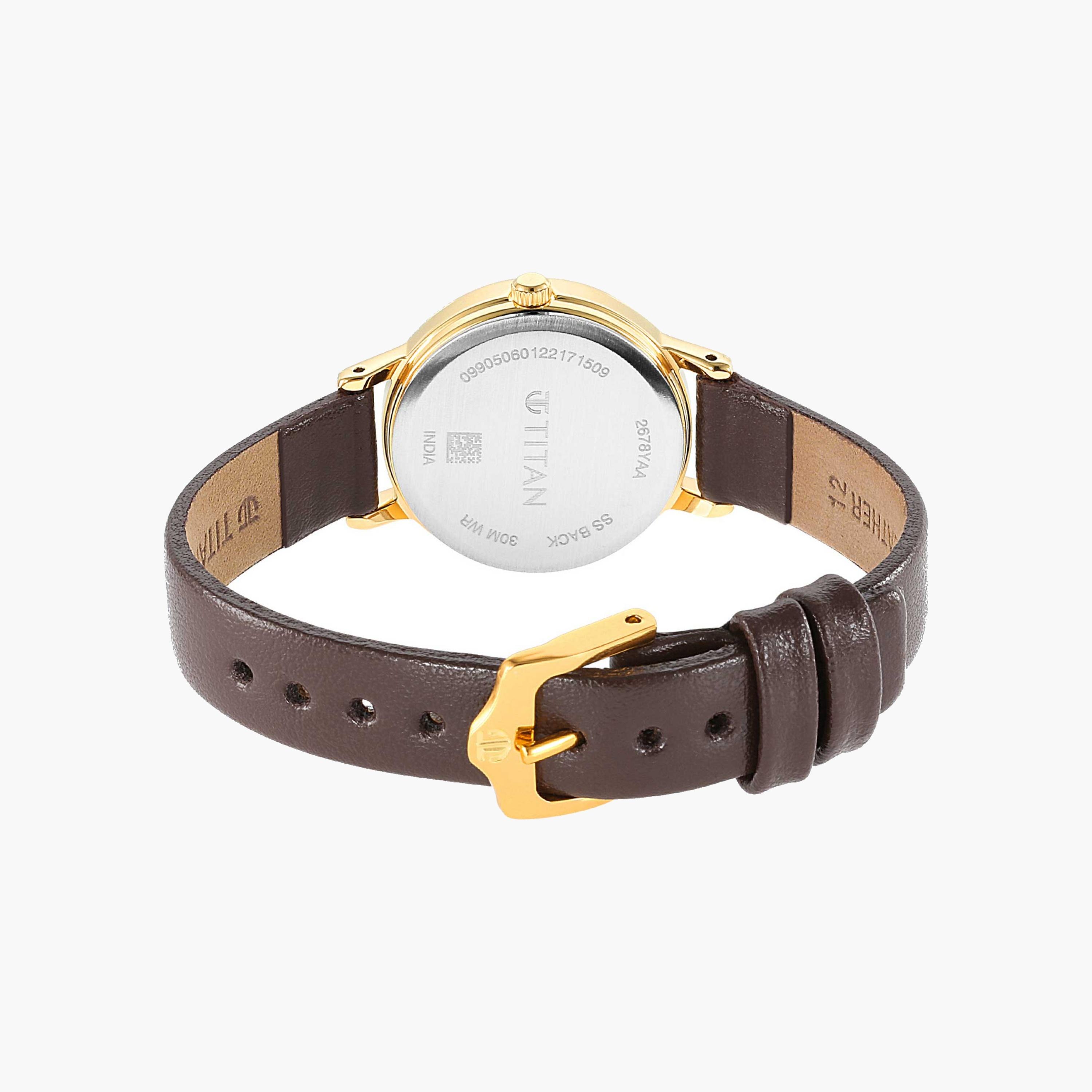 ساعة تيتان بعقارب وسوار جلدي للنساء-women-watchesandjewellery-watches-image-5