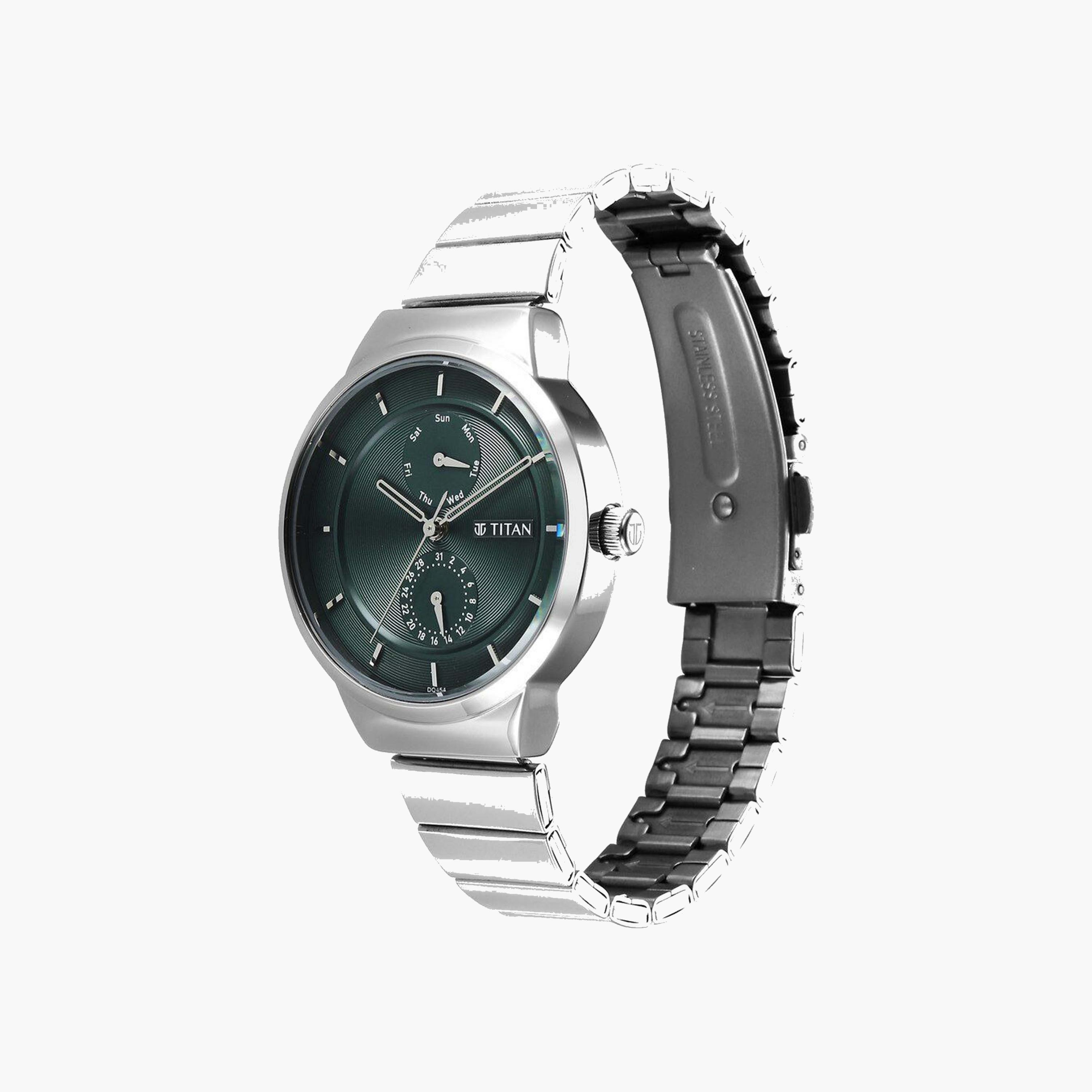 Titan Multifunction Green Dial Stainless Steel Watch-women-watchesandjewellery-watches-image-2