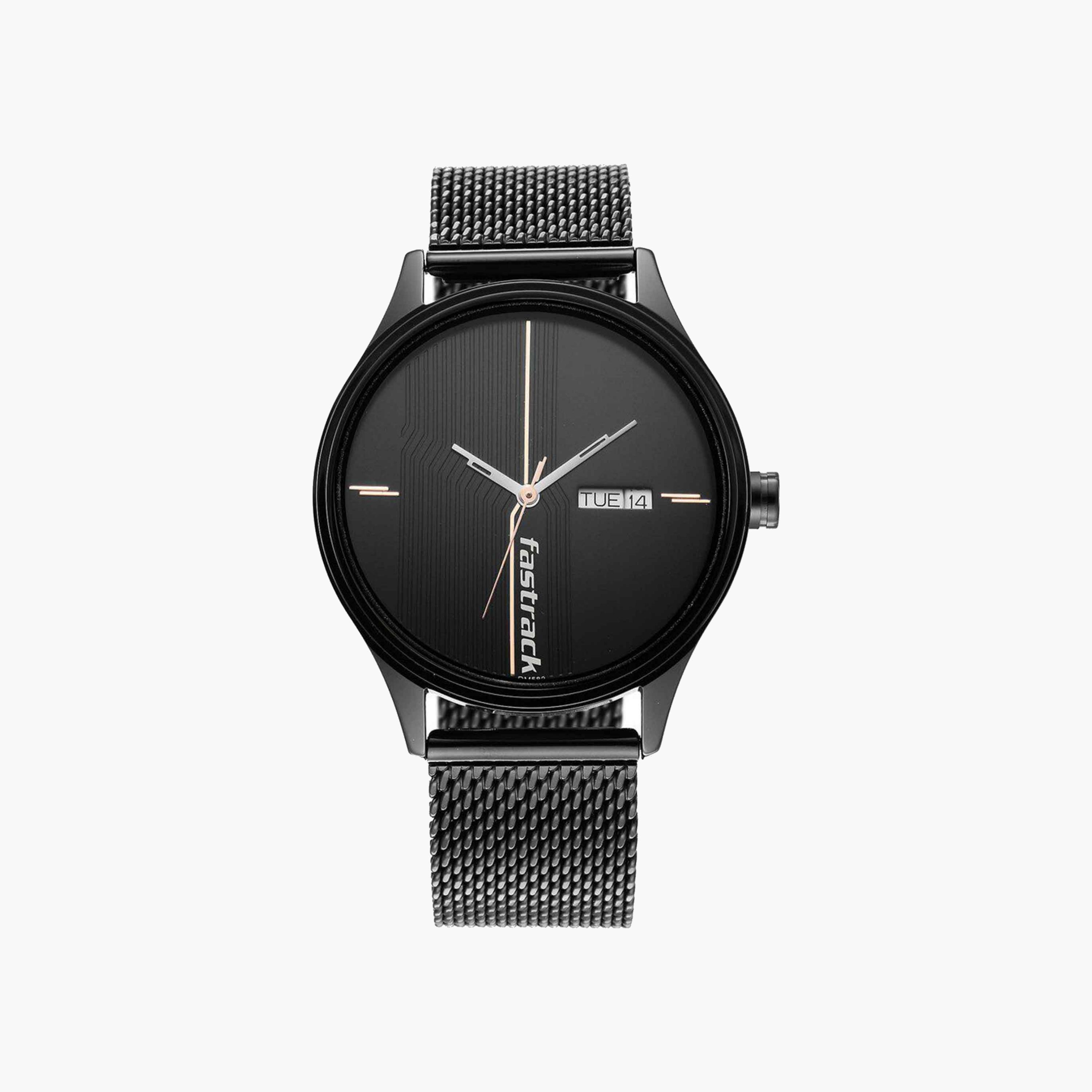 Fastrack Black Dial Mesh Strap Watch-men-watchesandjewellery-watches-image-1