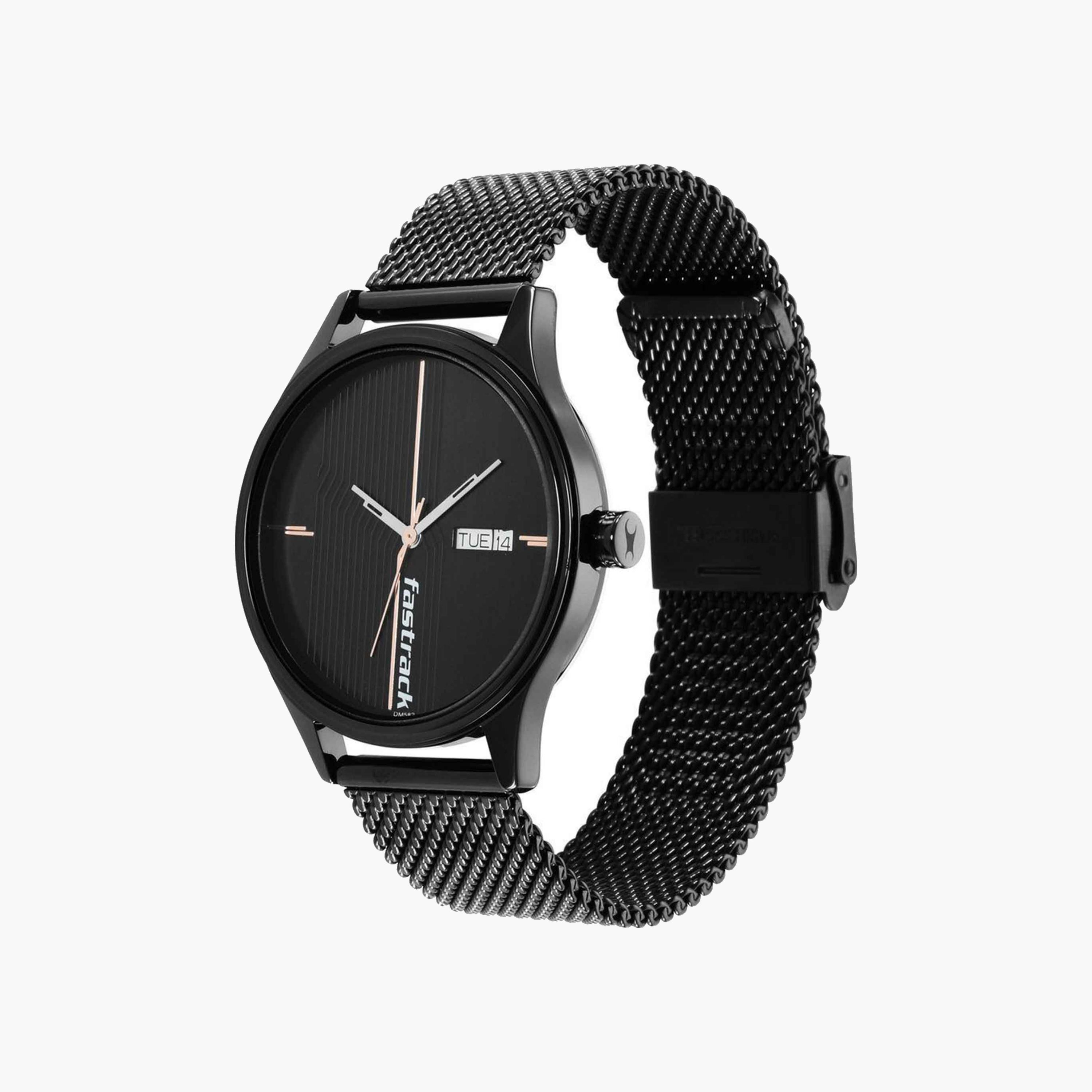 Fastrack Black Dial Mesh Strap Watch-men-watchesandjewellery-watches-image-2