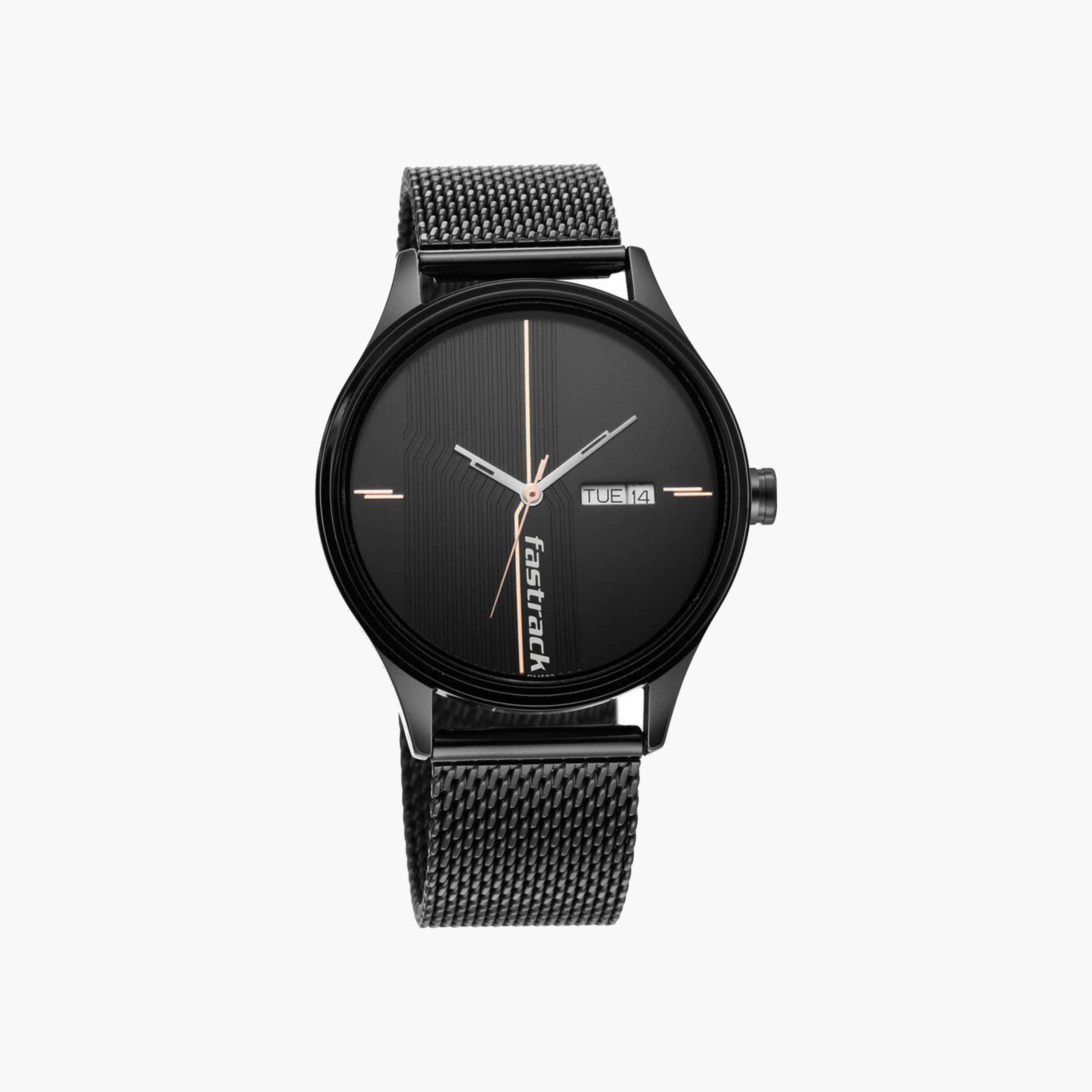 Fastrack Black Dial Mesh Strap Watch-men-watchesandjewellery-watches-image-3
