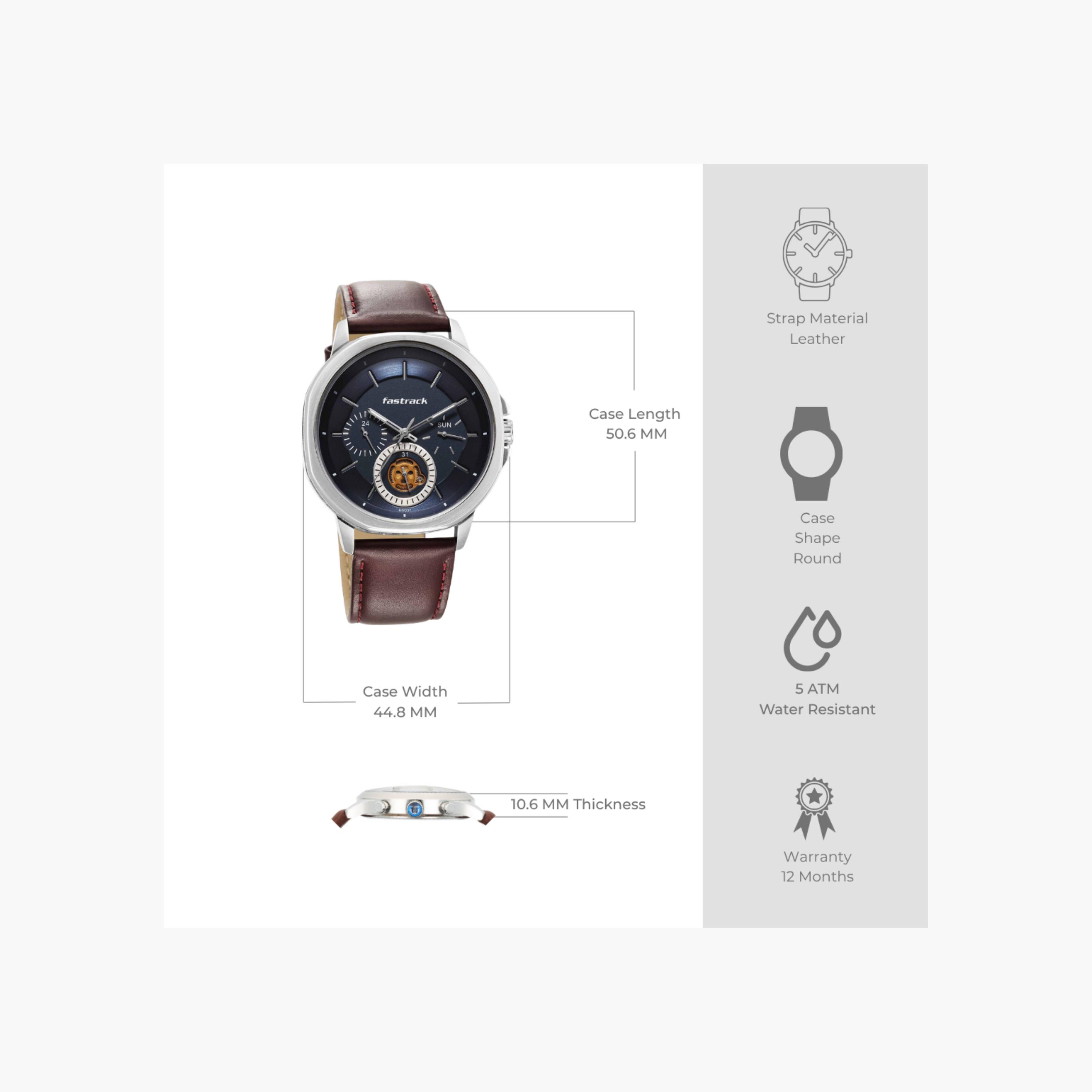 Fastrack Men's Leather Strap Watch-men-watchesandjewellery-watches-image-2