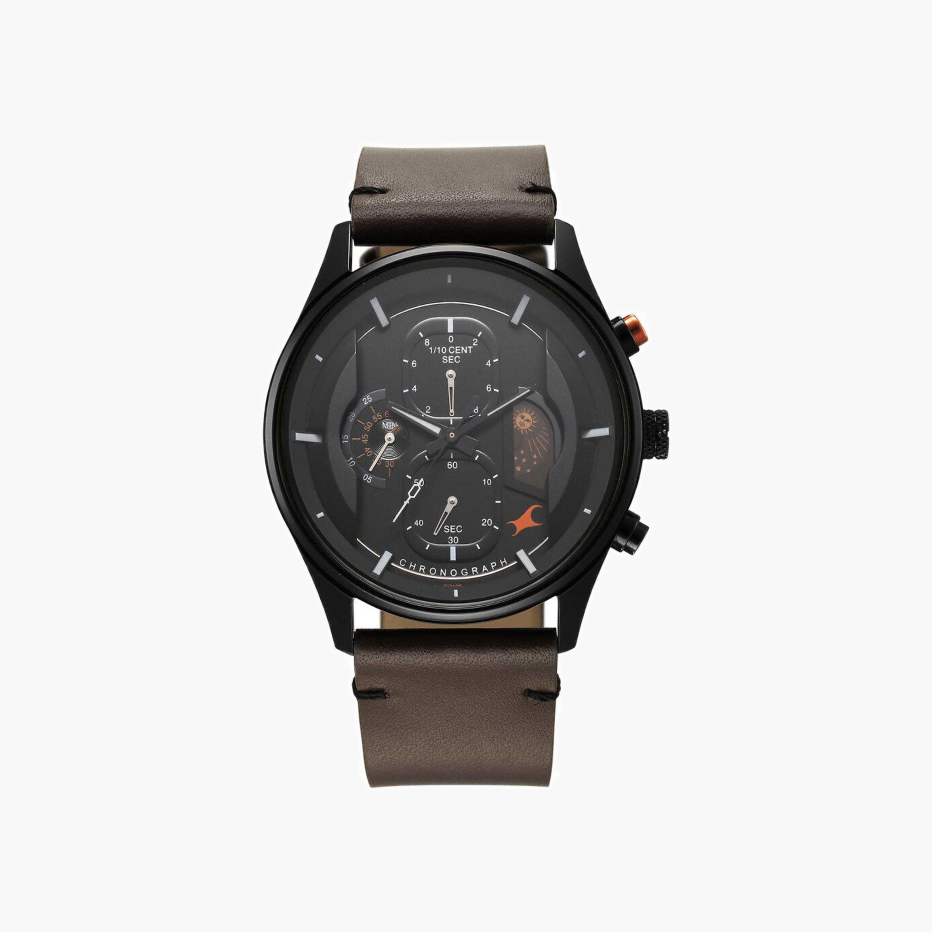 Leather Strap Chronograph Watch-men-watchesandjewellery-watches-image-1