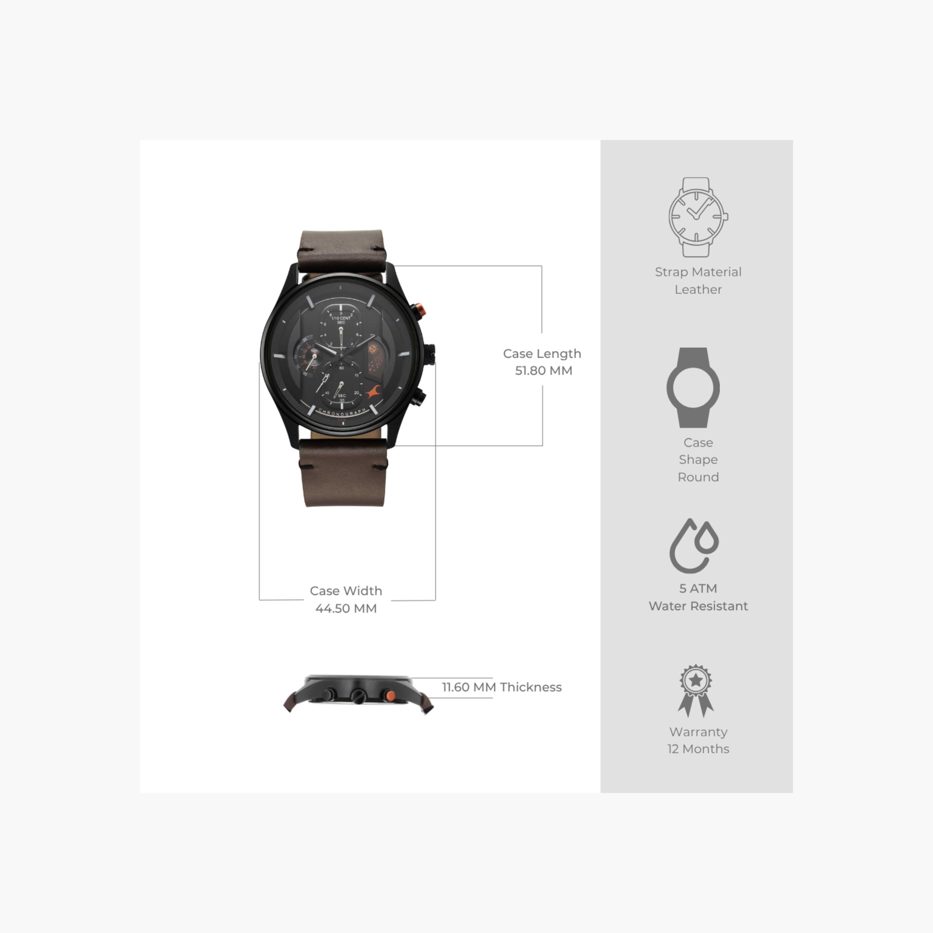 Leather Strap Chronograph Watch-men-watchesandjewellery-watches-image-2