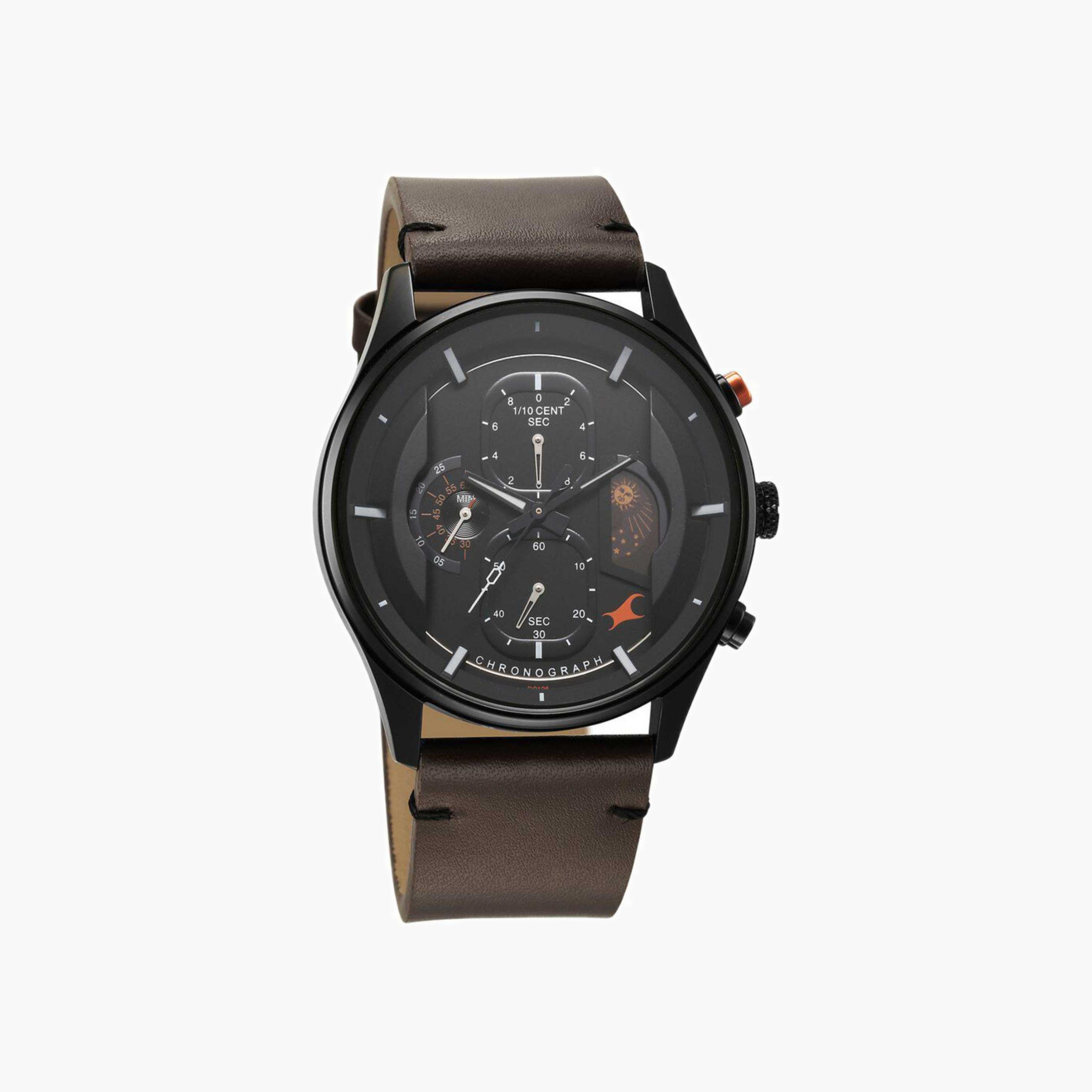 Leather Strap Chronograph Watch-men-watchesandjewellery-watches-image-4