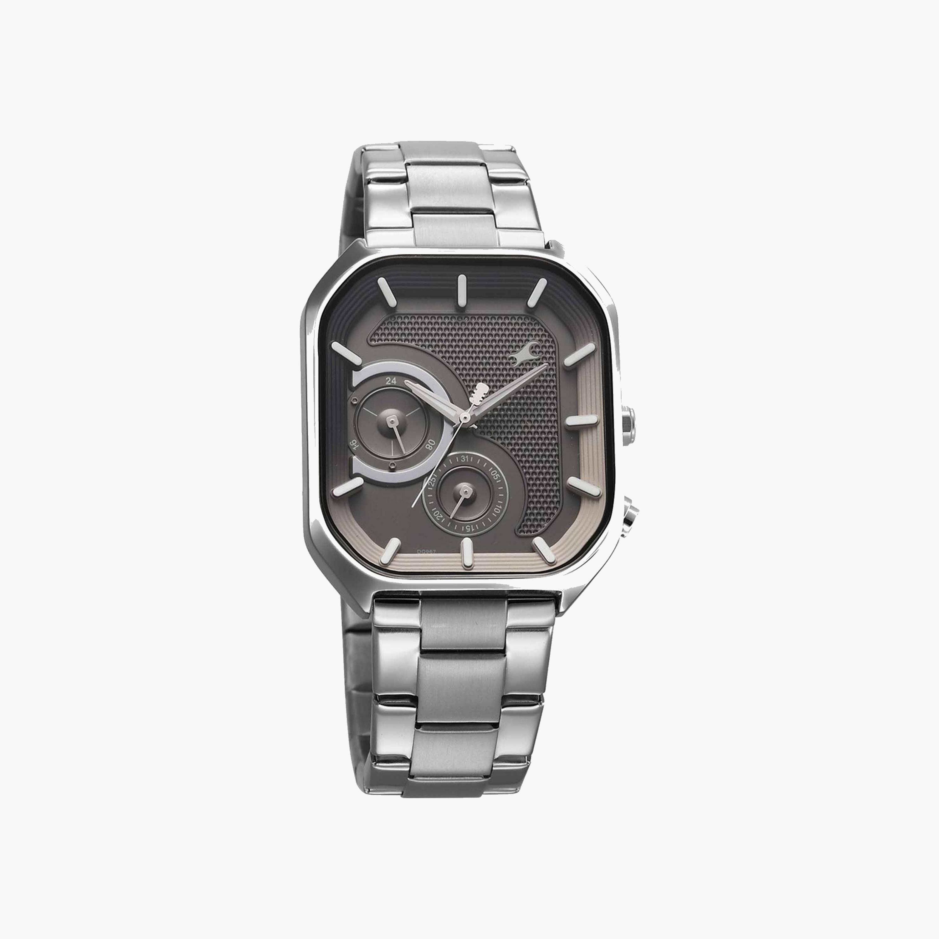 Fastrack Rectangle Dial Silver Stainless Watch-men-watchesandjewellery-watches-image-1