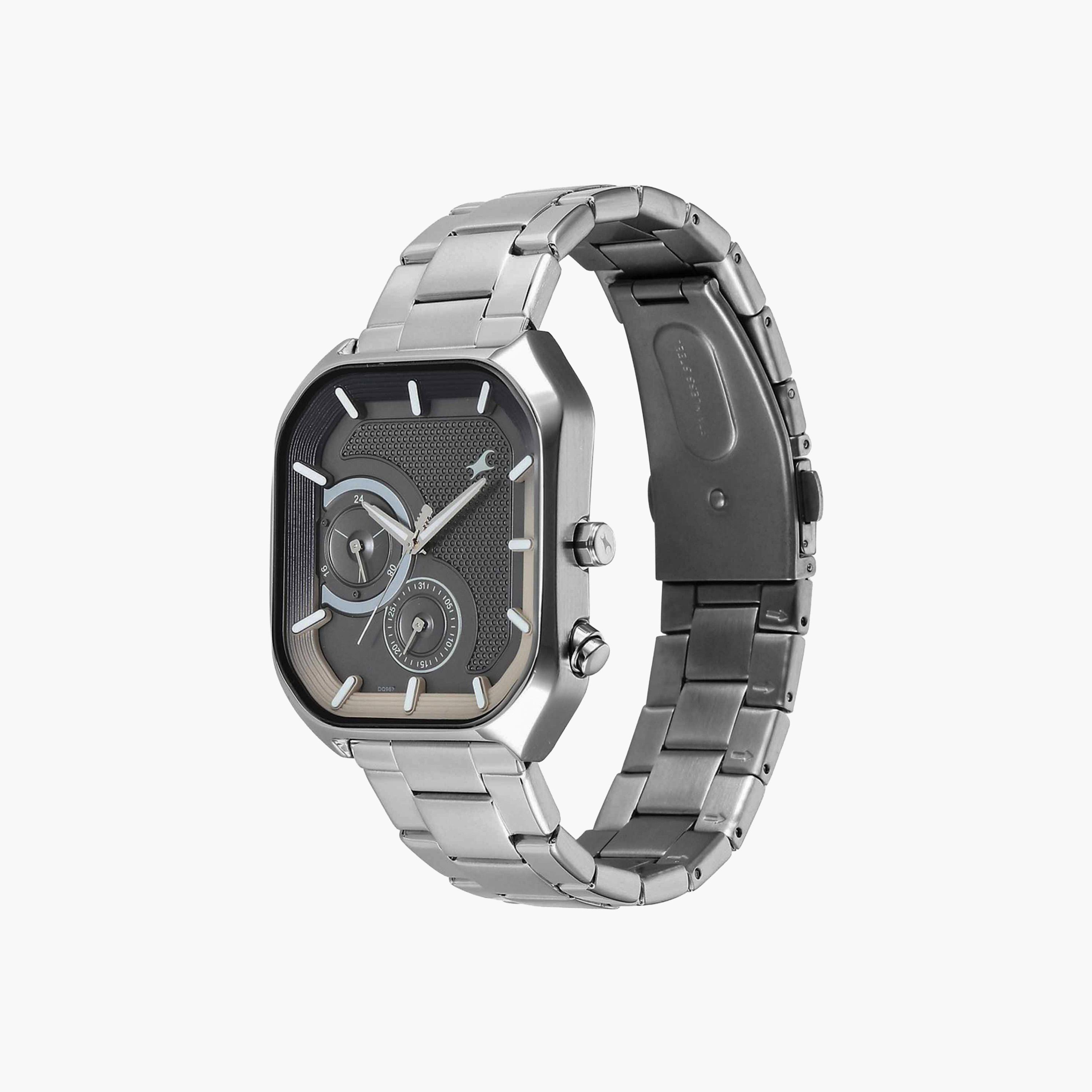 Fastrack Rectangle Dial Silver Stainless Watch-men-watchesandjewellery-watches-image-4