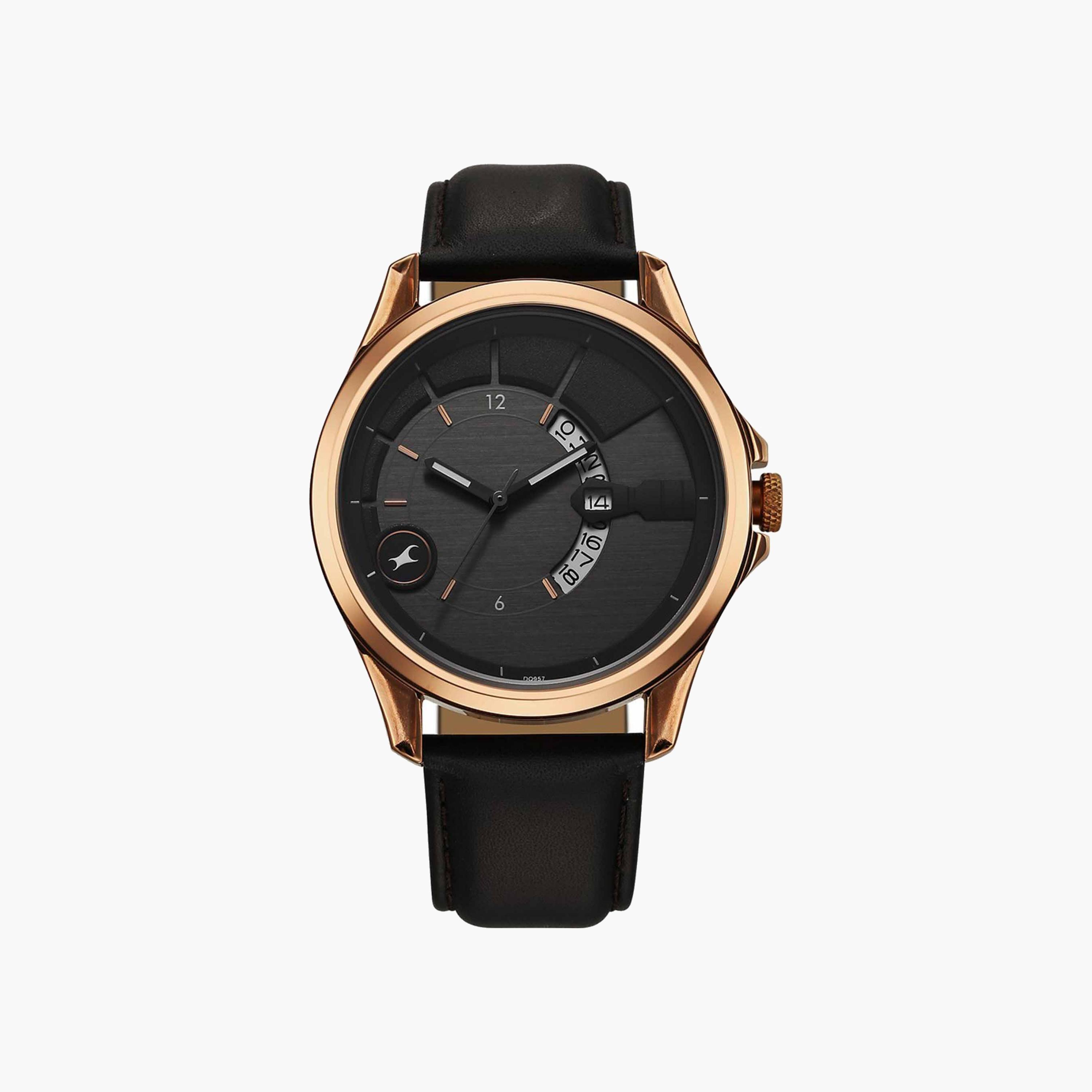 Fastrack Round Dial Leather Strap Watch-men-watchesandjewellery-watches-image-1