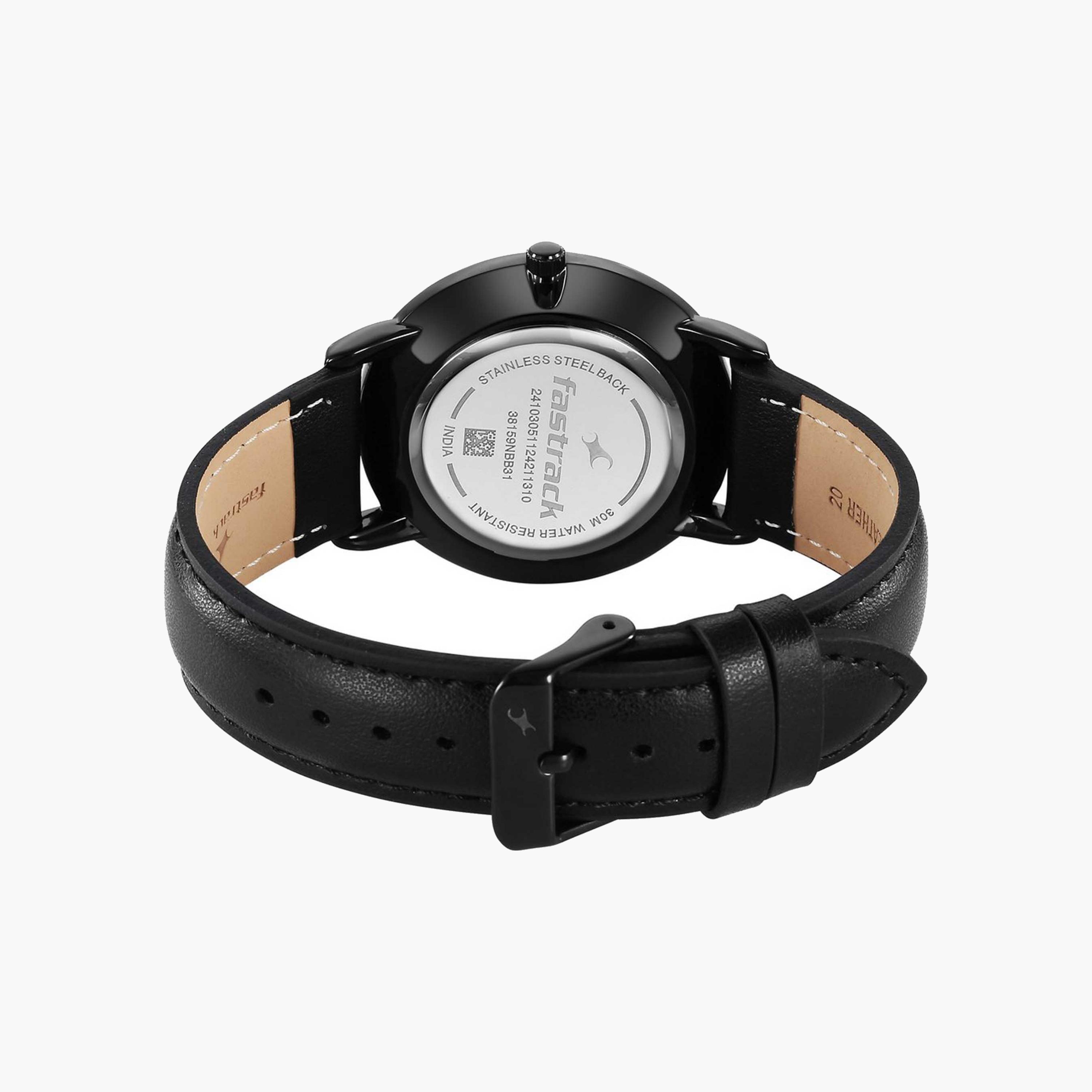 Fastrack Textured Black Dial Leather Strap Watch-men-watchesandjewellery-watches-image-3