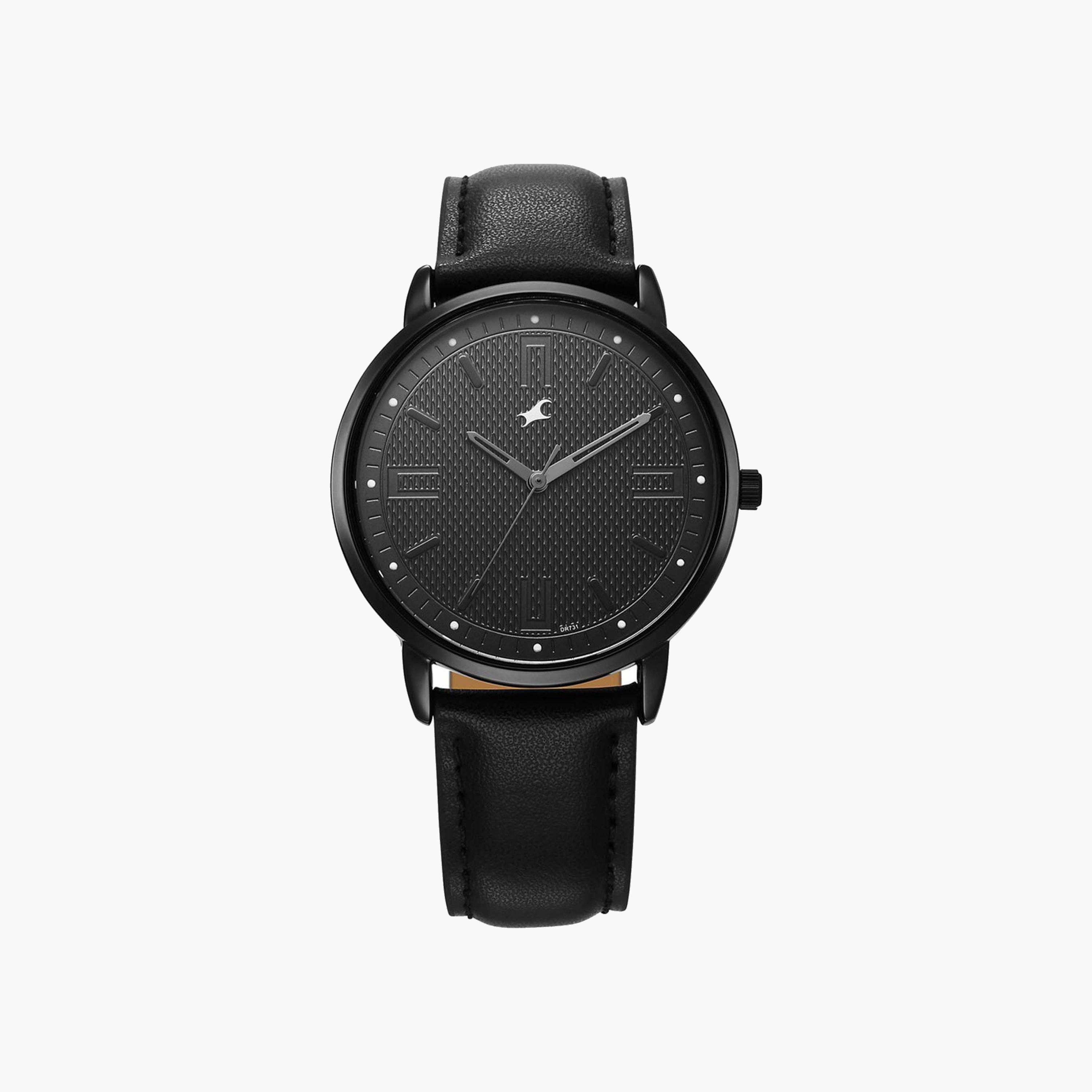 Fastrack Textured Black Dial Leather Strap Watch-men-watchesandjewellery-watches-image-5