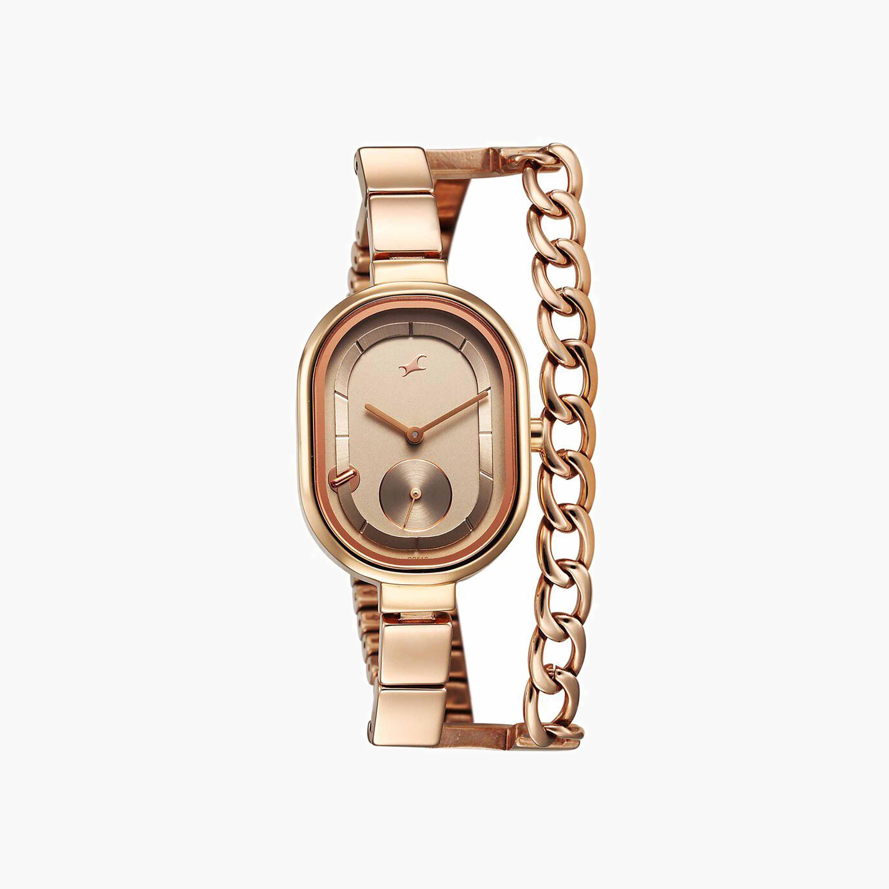 Oval Metal Analogue Watch-women-watchesandjewellery-watches-image-1