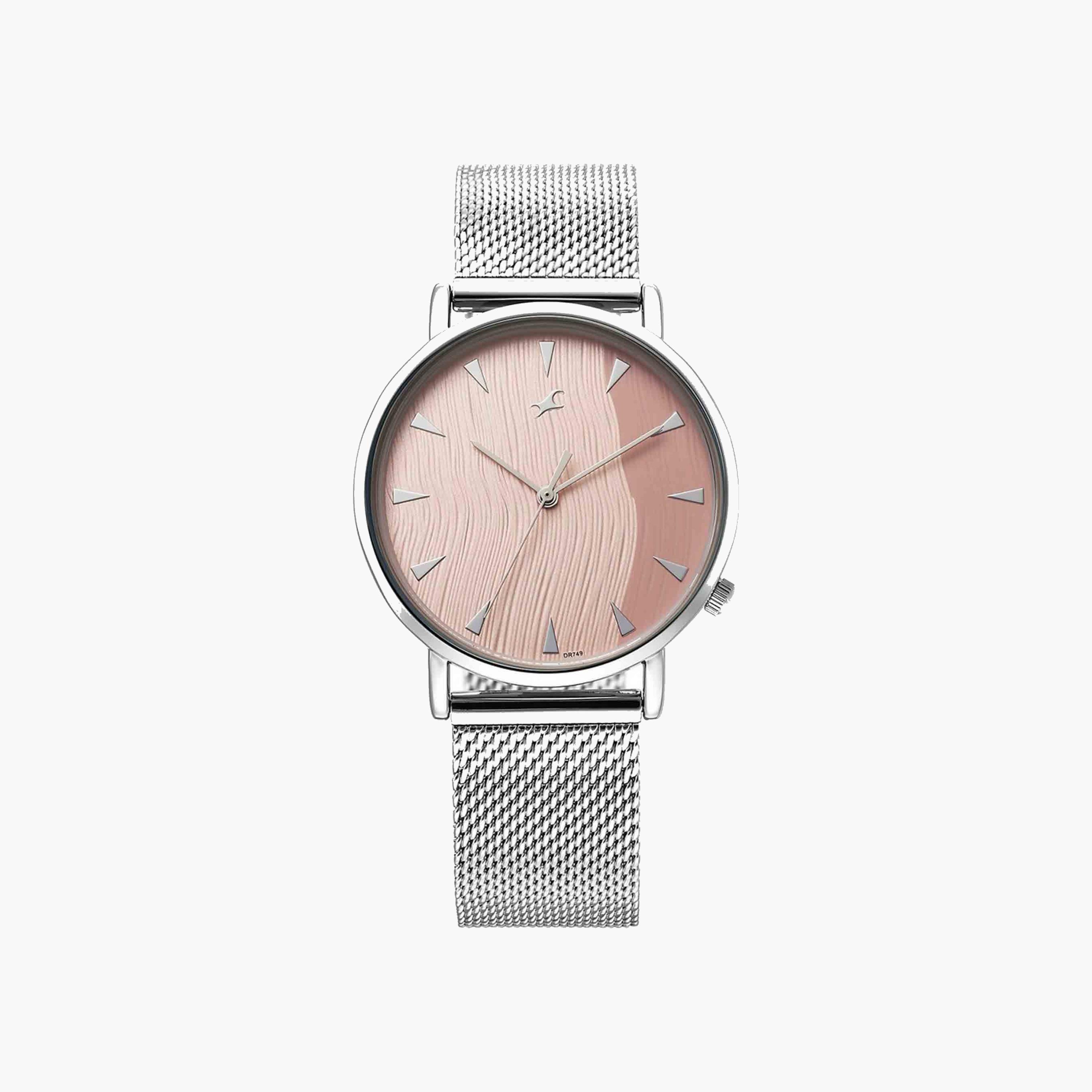 Fastrack Silver Mesh Strap Round Dial Watch-women-watchesandjewellery-watches-image-1