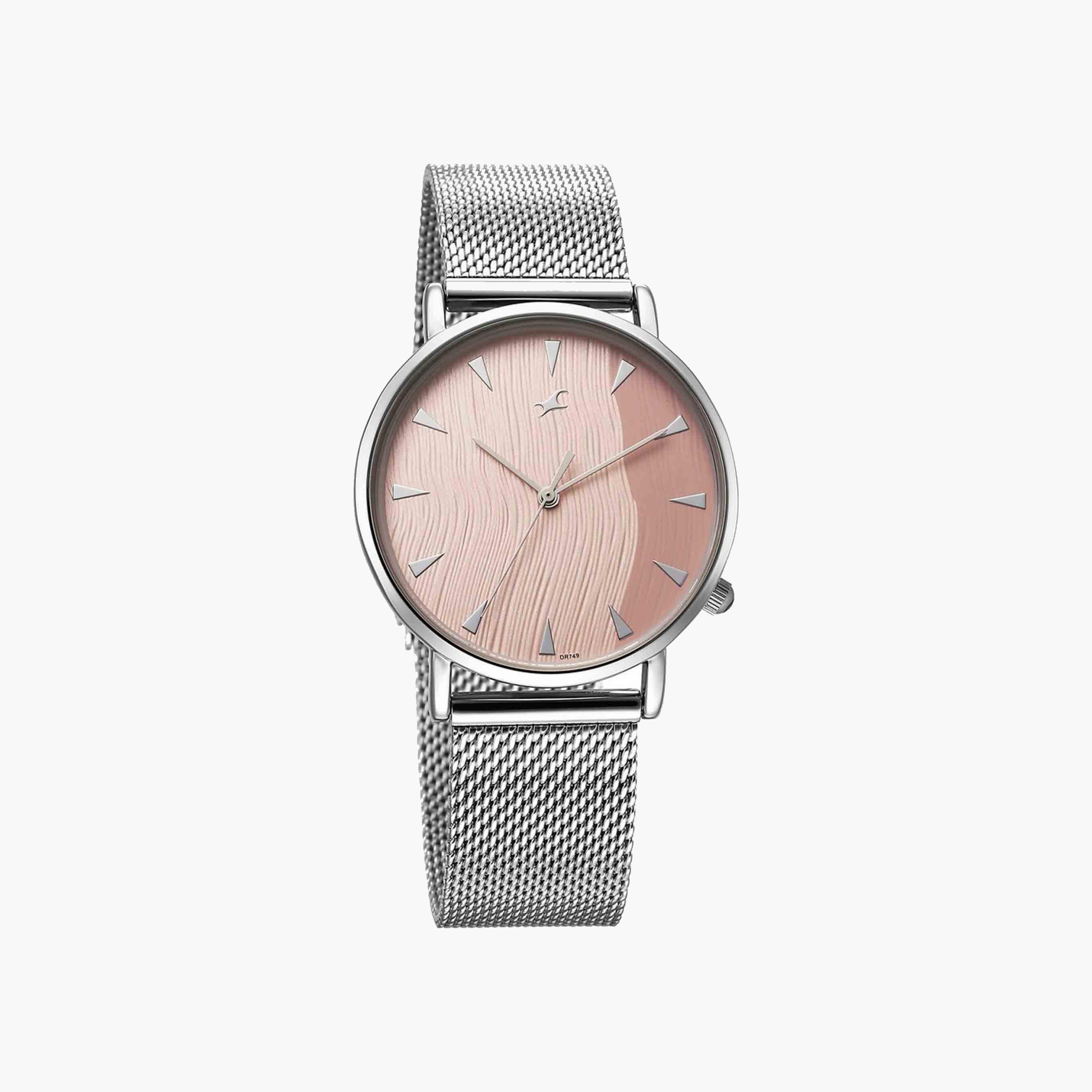 Fastrack Silver Mesh Strap Round Dial Watch-women-watchesandjewellery-watches-image-2