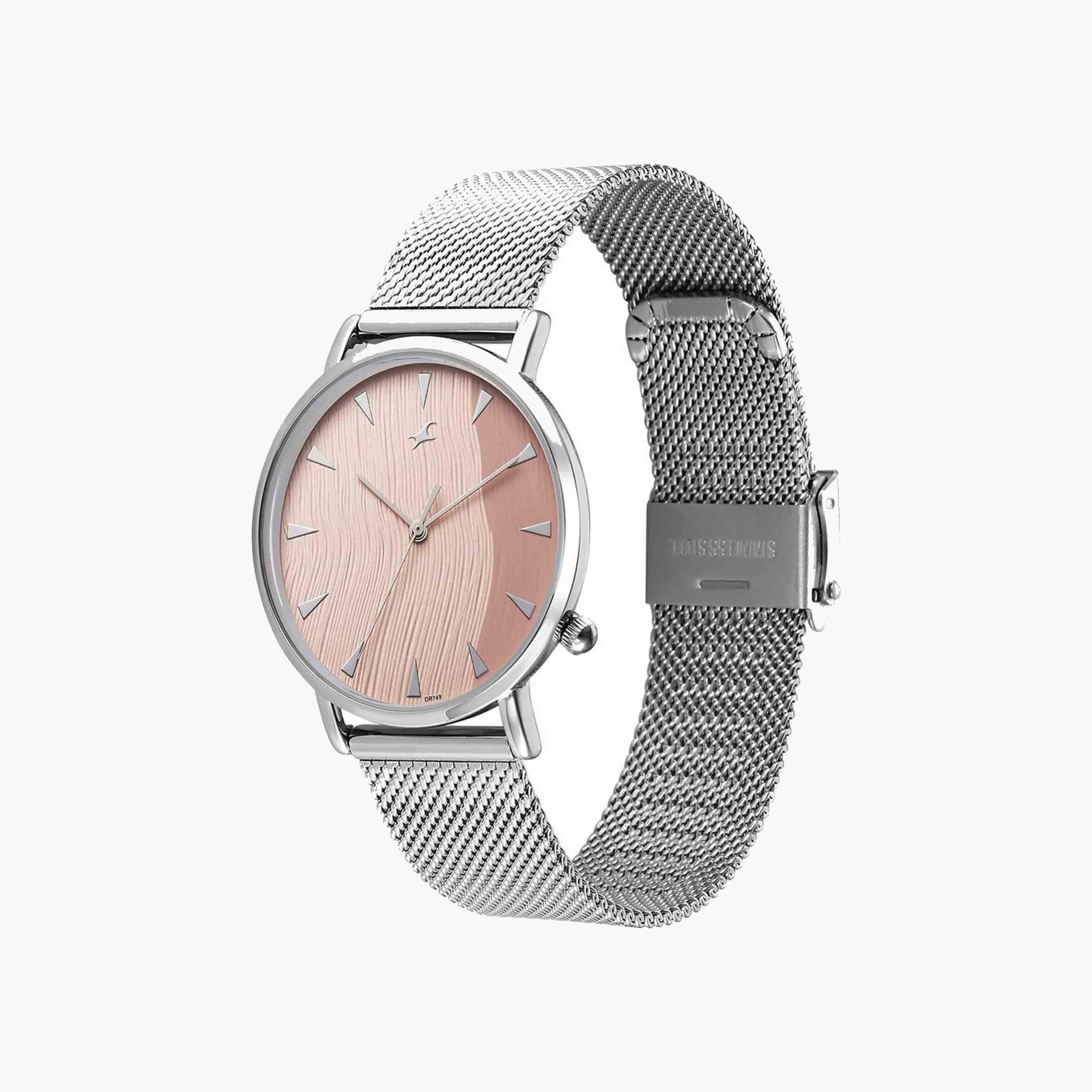 Fastrack Silver Mesh Strap Round Dial Watch-women-watchesandjewellery-watches-image-3