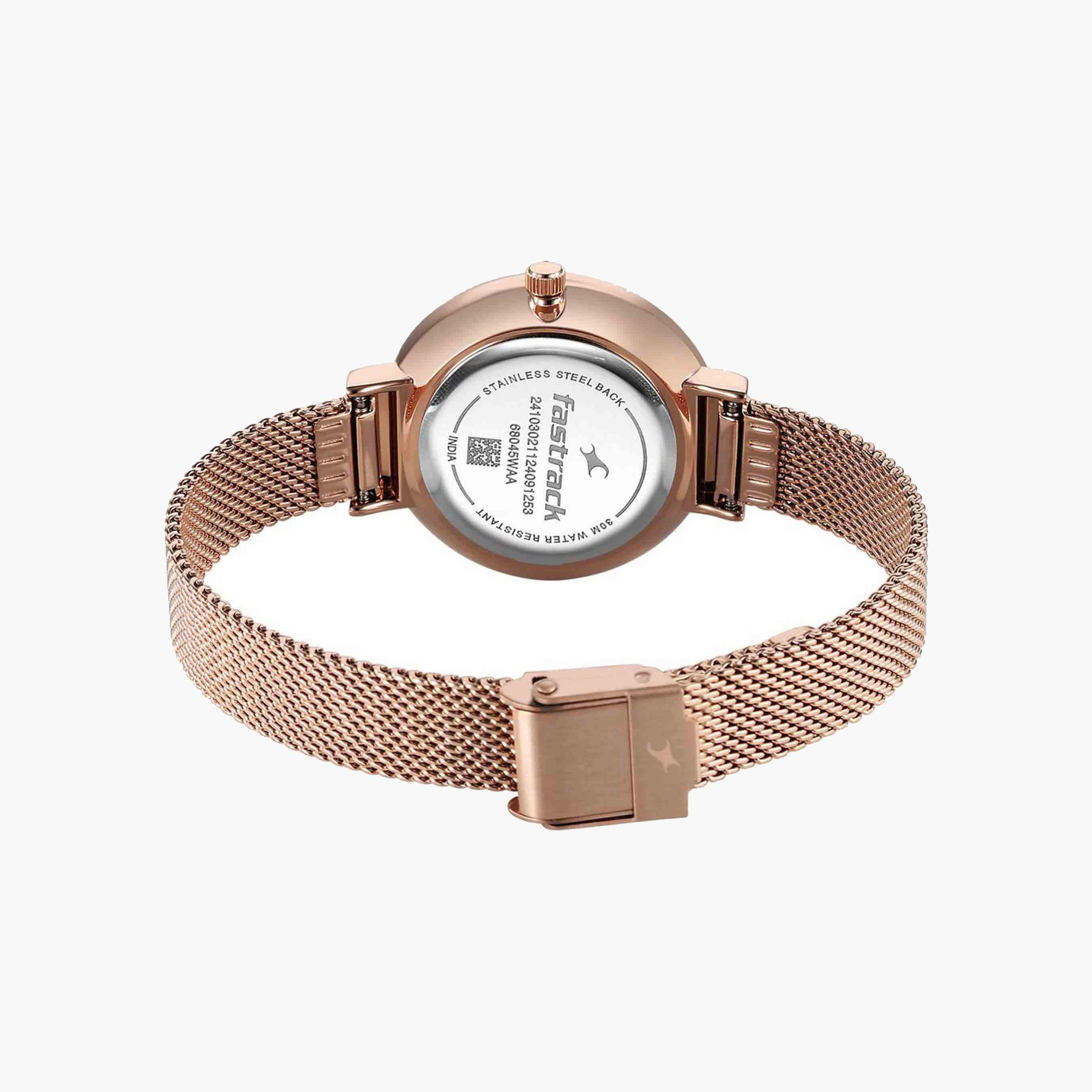 Fastrack Green Round Dial Rose Gold Watch-women-watchesandjewellery-watches-image-2