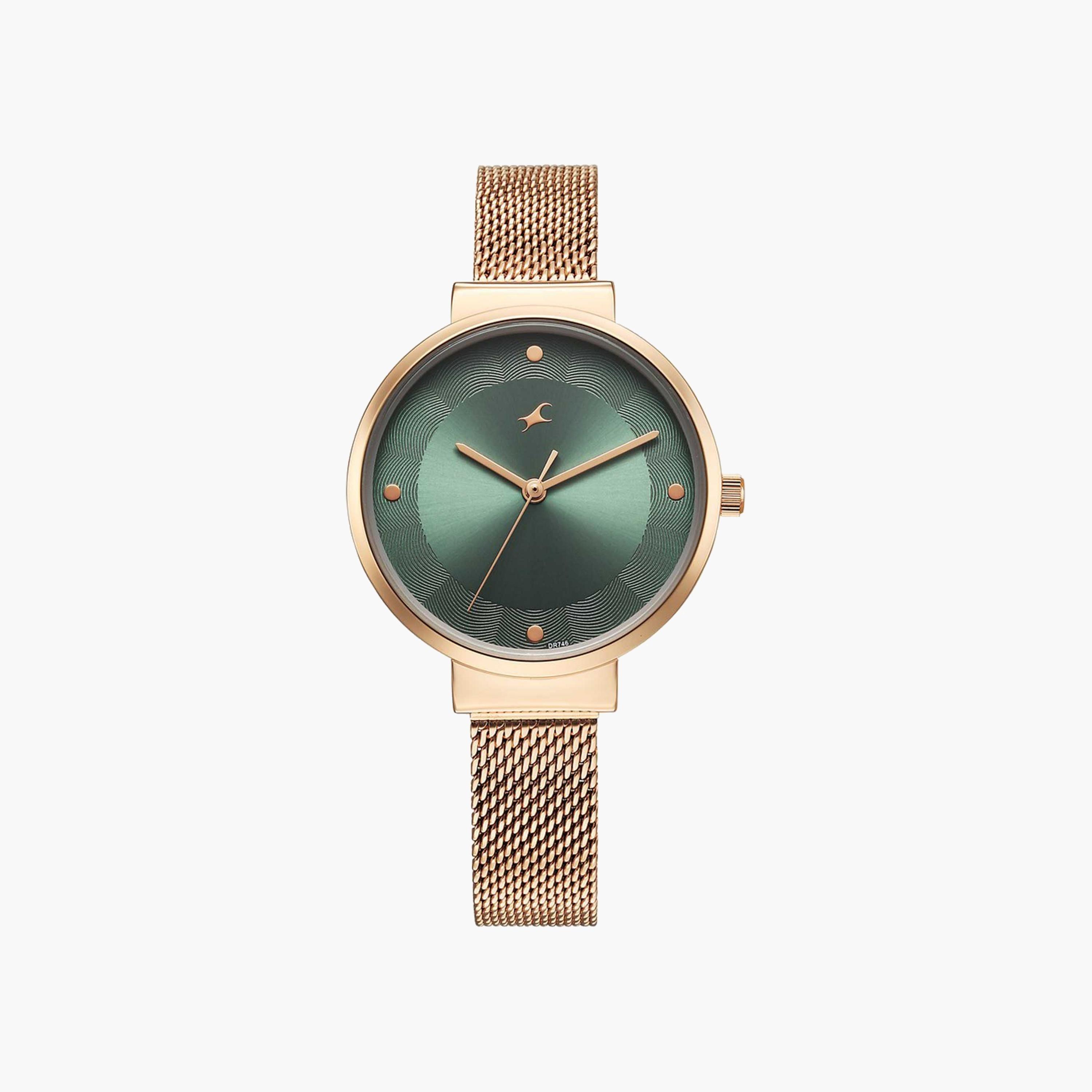 Fastrack Green Round Dial Rose Gold Watch-women-watchesandjewellery-watches-image-5