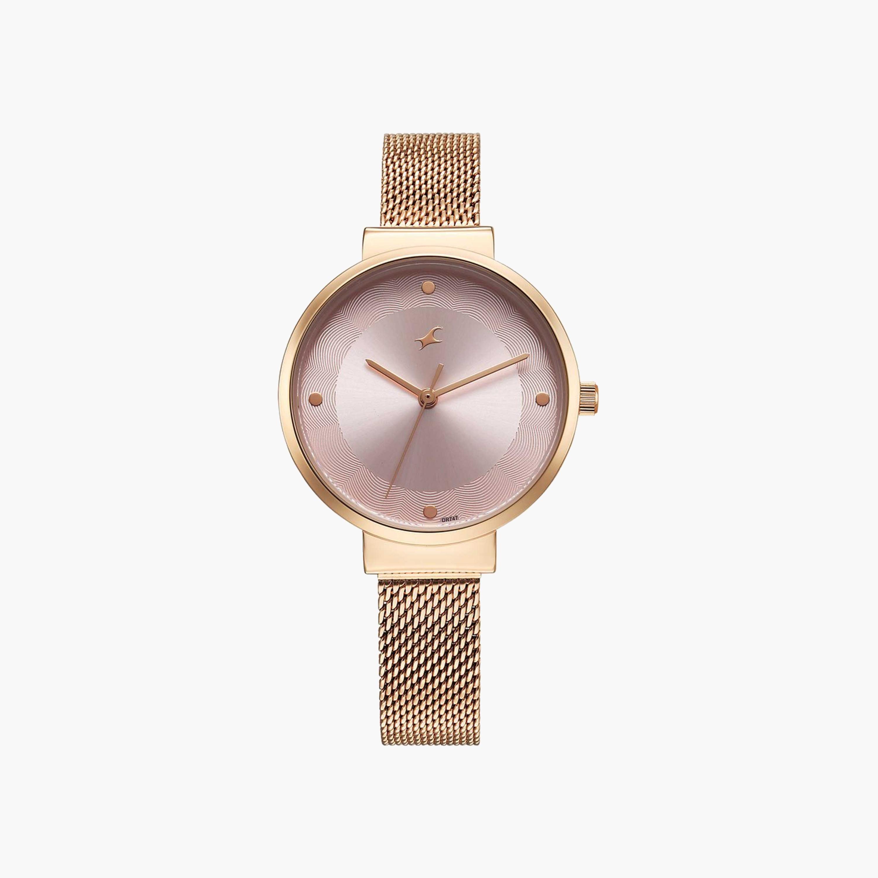 Fastrack Rose Gold Mesh Strap Watch-women-watchesandjewellery-watches-image-1