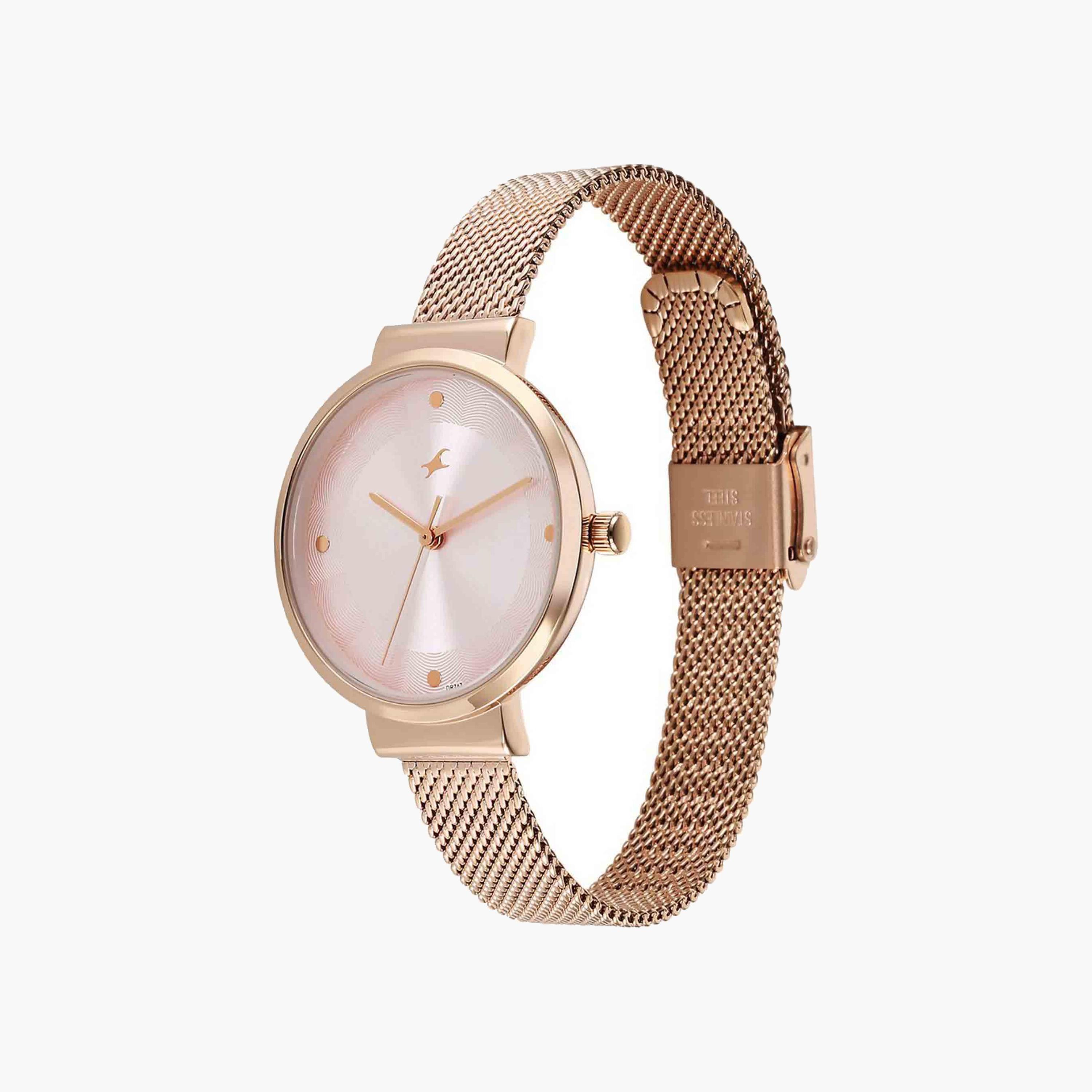 Fastrack Rose Gold Mesh Strap Watch-women-watchesandjewellery-watches-image-2