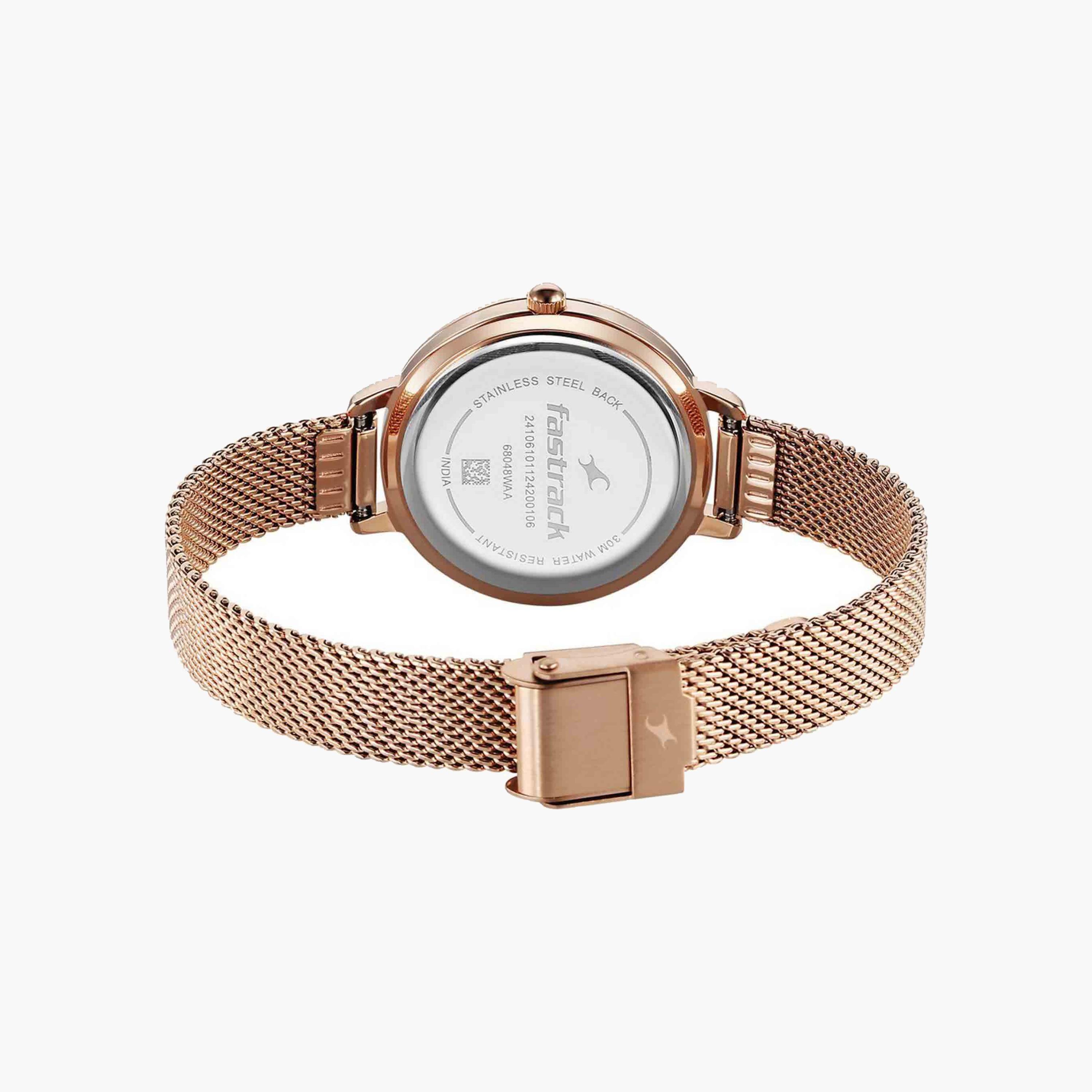 Fastrack Rose Gold Mesh Strap Watch-women-watchesandjewellery-watches-image-4