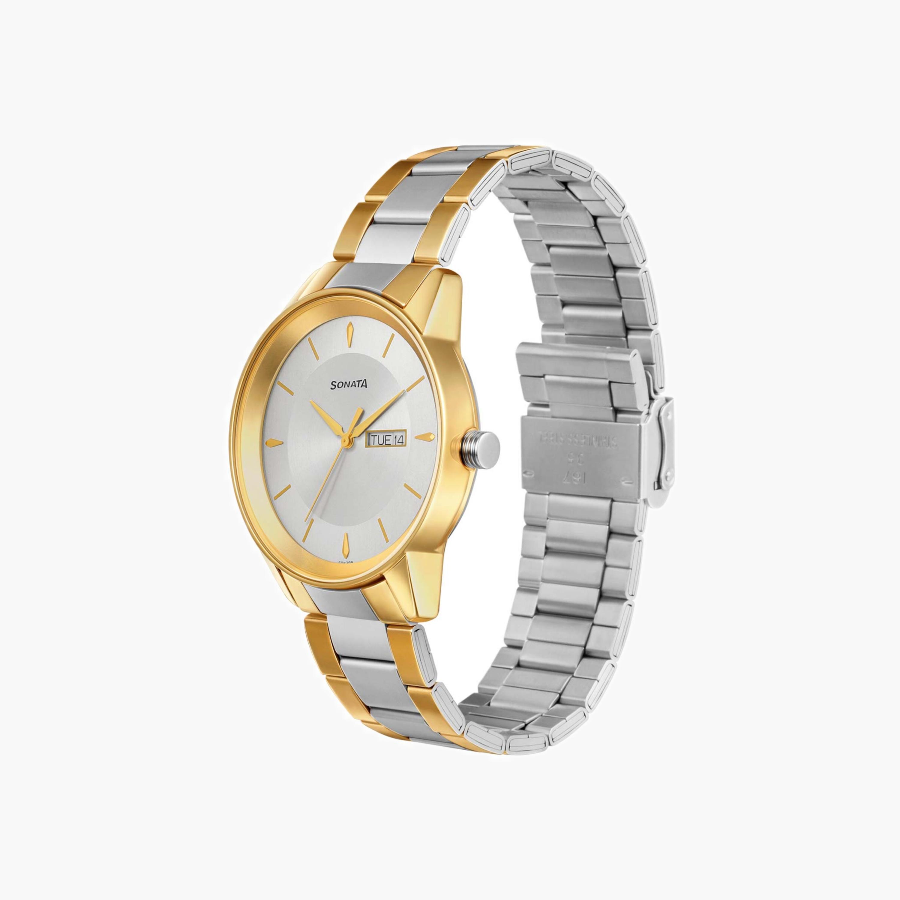 Two-Tone Stainless Steel Analogue Watch-men-watchesandjewellery-watches-image-4