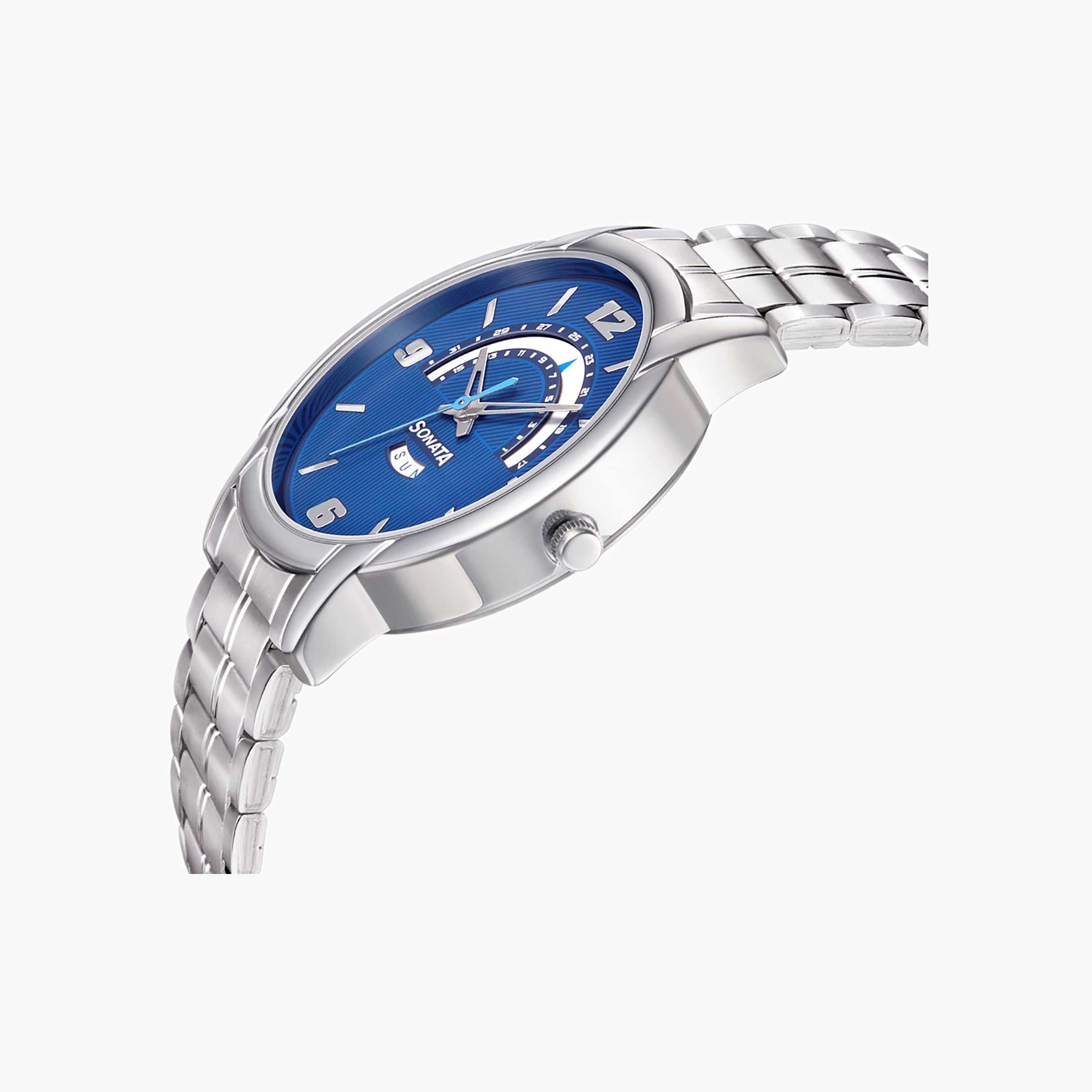 Textured Dial Metal Strap Watch-men-watchesandjewellery-watches-image-2