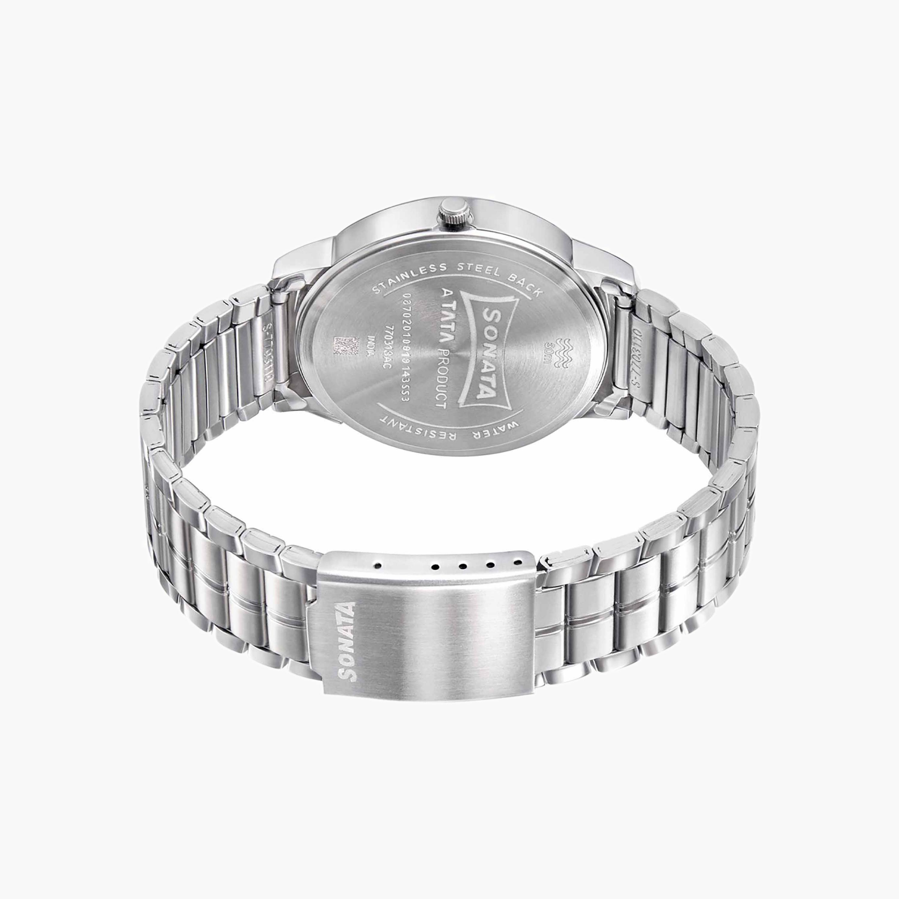 Textured Dial Metal Strap Watch-men-watchesandjewellery-watches-image-4