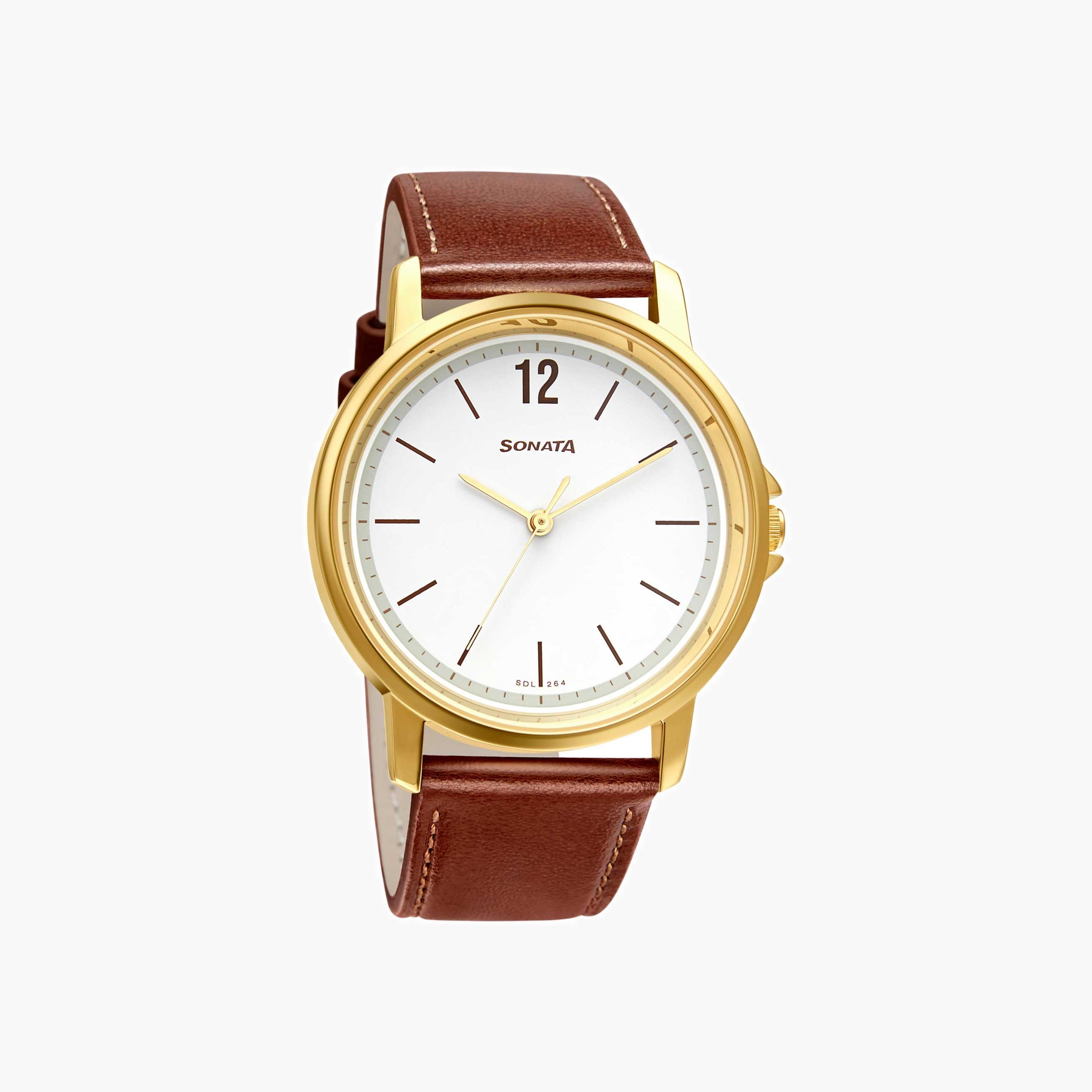Leather Analogue Watch with Buckle-men-watchesandjewellery-watches-image-1