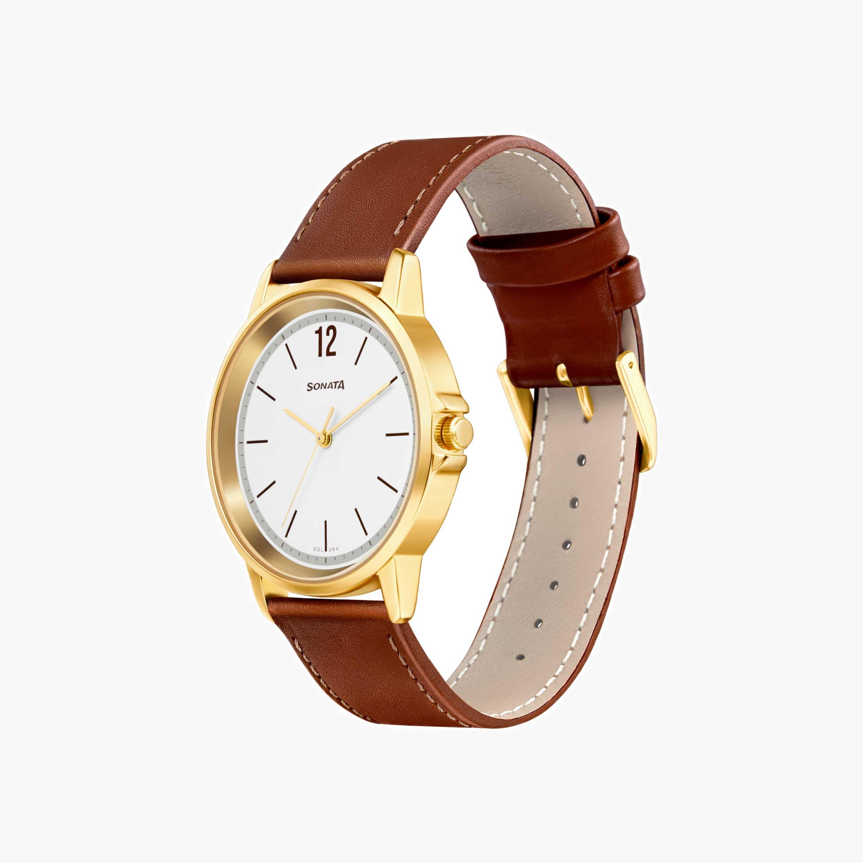 Leather Analogue Watch with Buckle-men-watchesandjewellery-watches-image-3