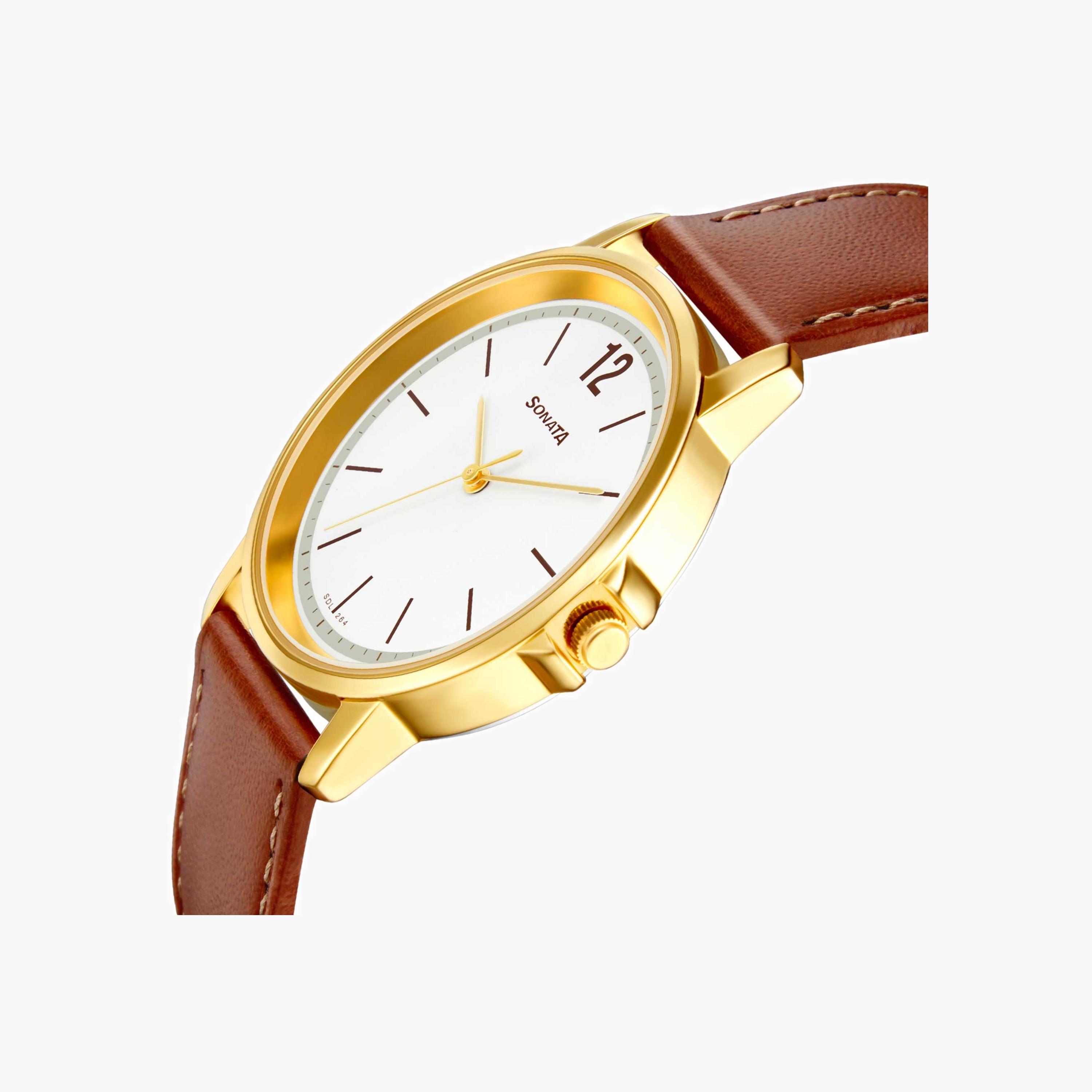 Leather Analogue Watch with Buckle-men-watchesandjewellery-watches-image-4