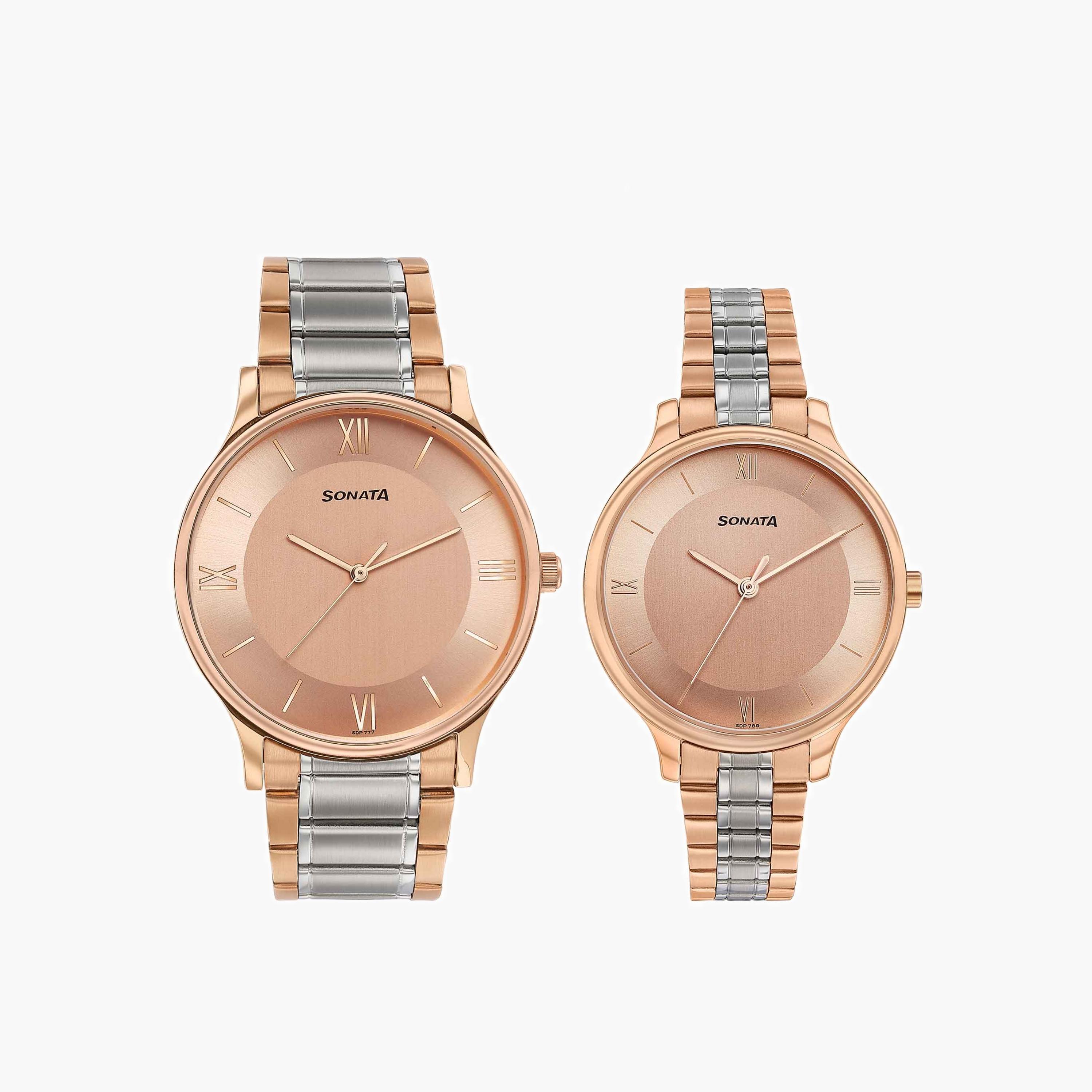 Two-Tone Couple's Analogue Watch Set-men-watchesandjewellery-watches-image-1