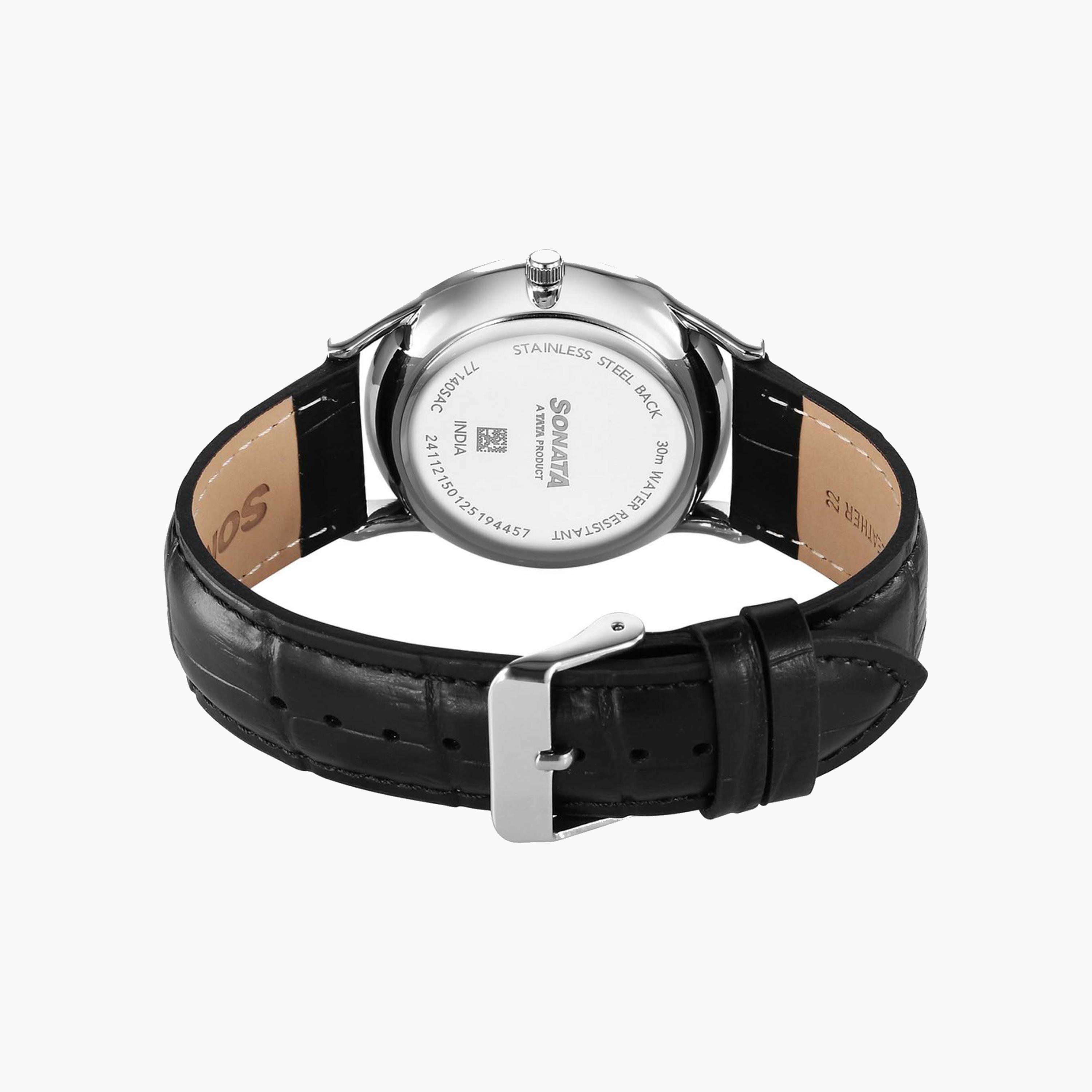 Sonata Classic Round Dial Leather Strap Watch-men-watchesandjewellery-watches-image-4