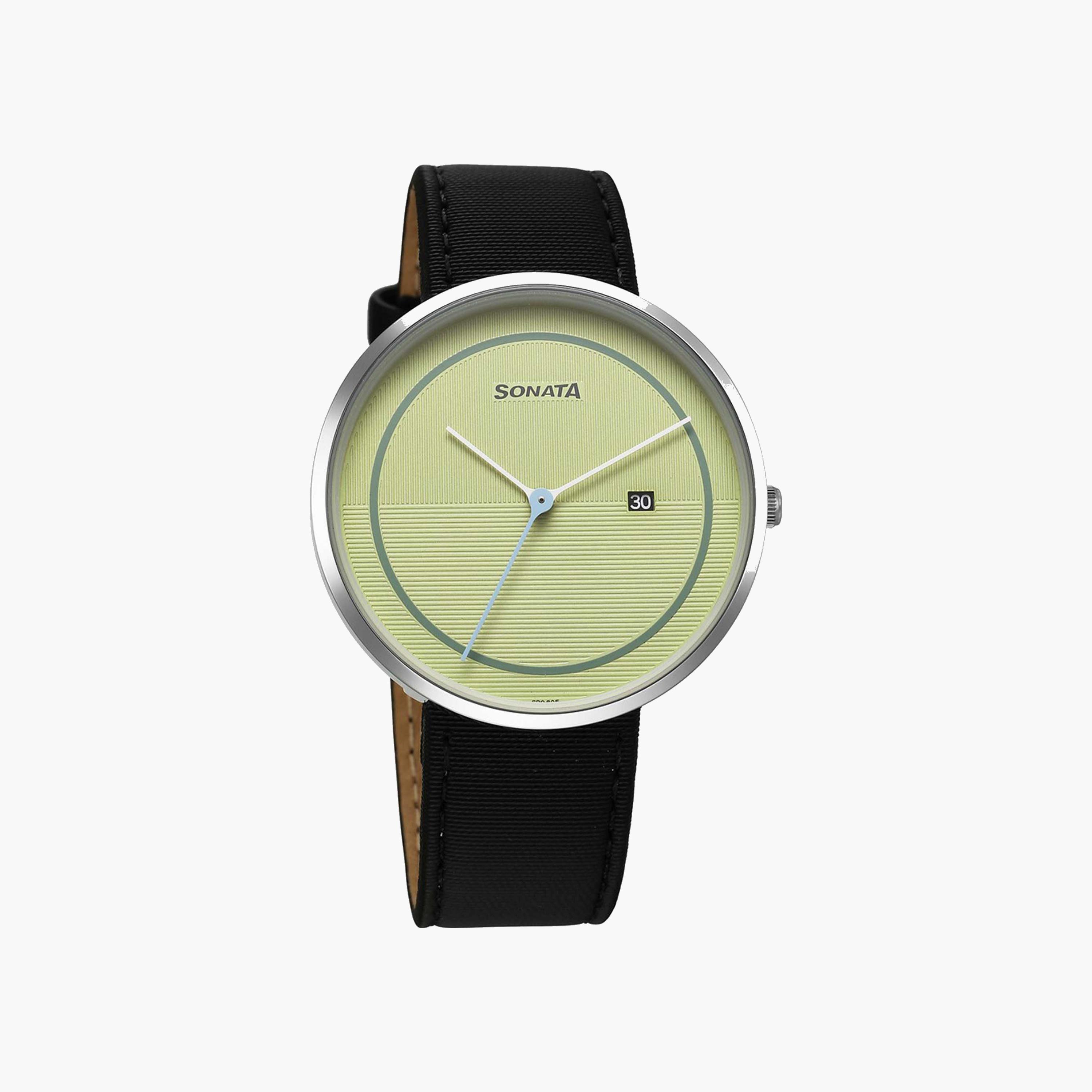 Sonata Round Dial Black Strap Watch-men-watchesandjewellery-watches-image-1