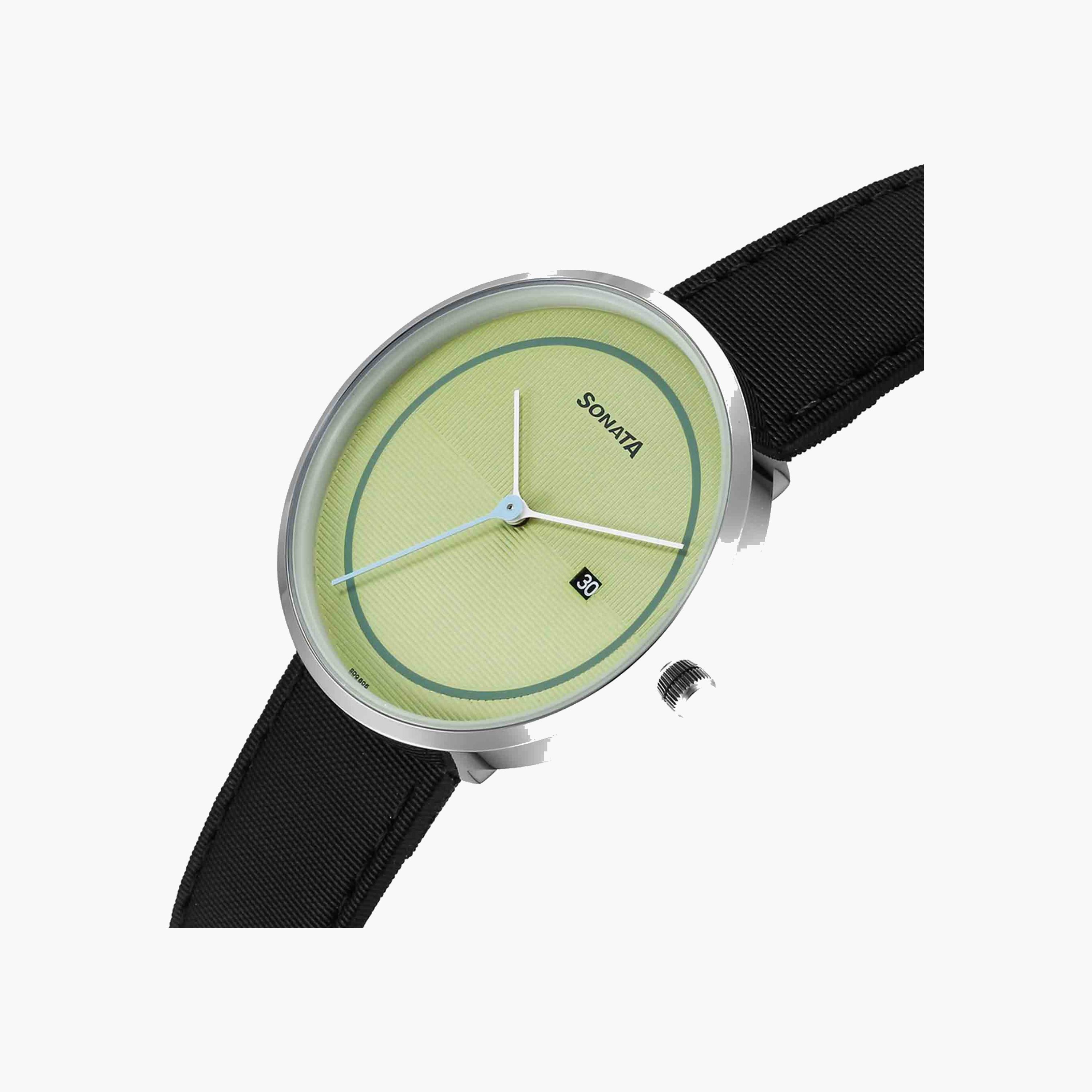 Sonata Round Dial Black Strap Watch-men-watchesandjewellery-watches-image-2