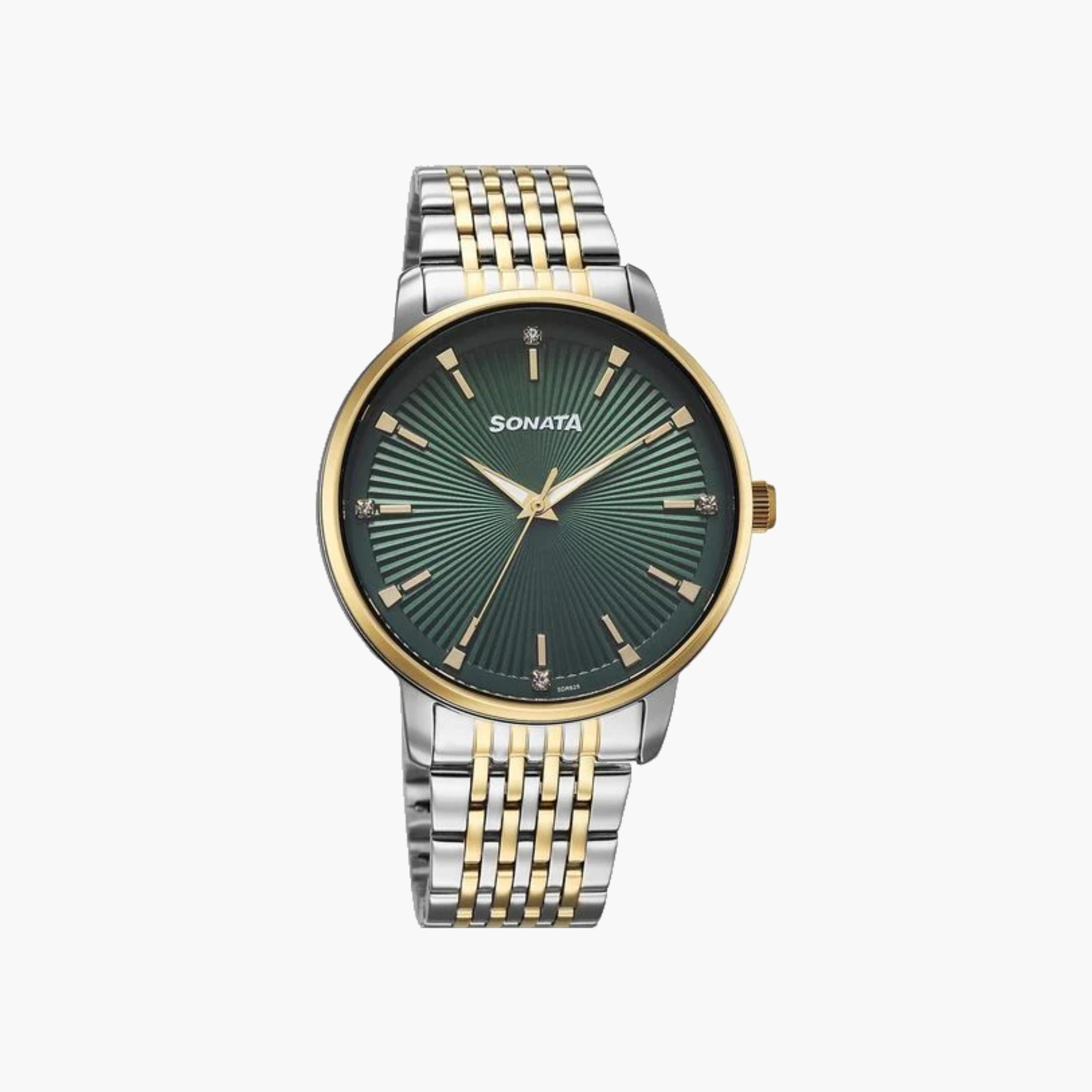 Sonata Two-Tone Analog Watch with Green Dial-women-watchesandjewellery-watches-image-1
