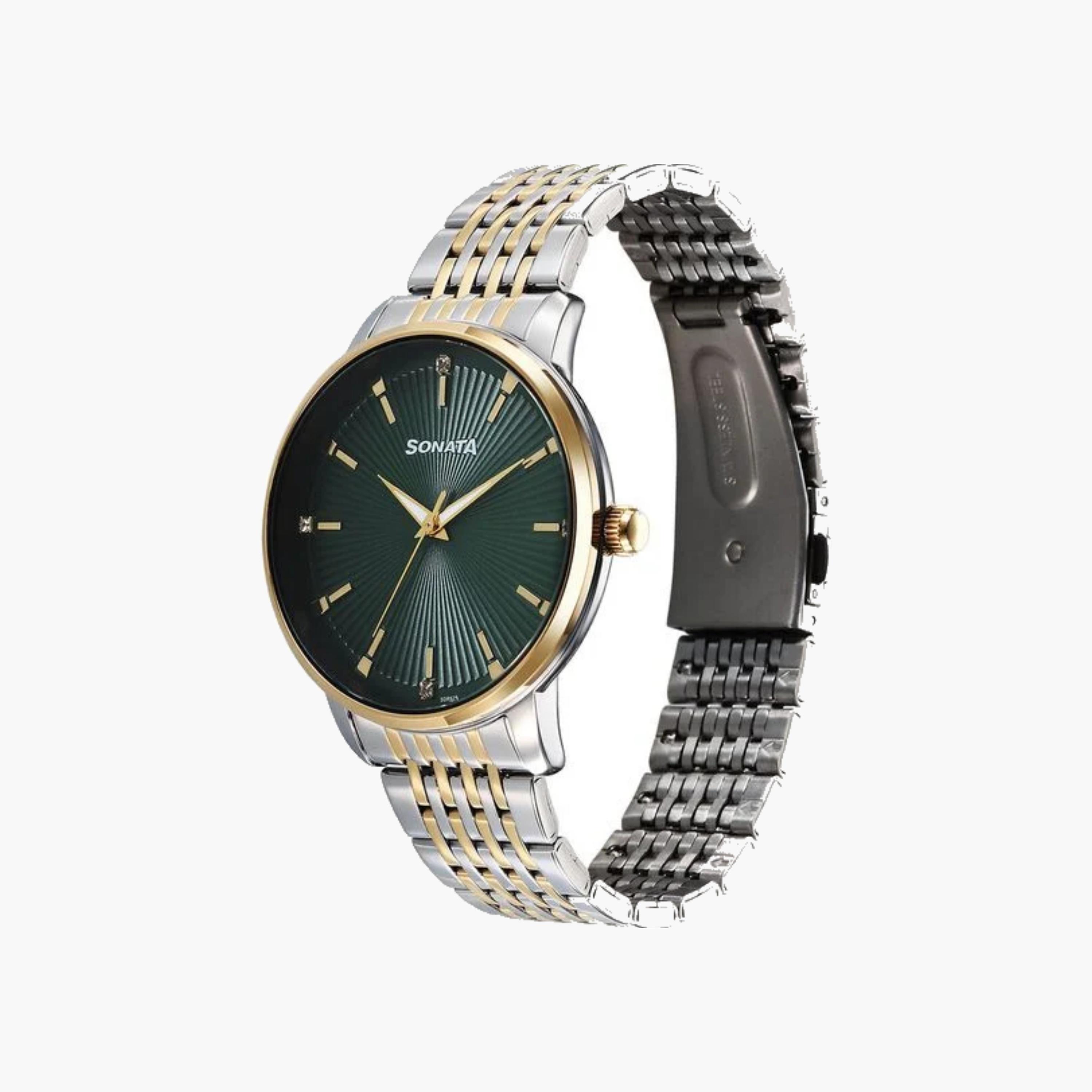 Sonata Two-Tone Analog Watch with Green Dial-women-watchesandjewellery-watches-image-2