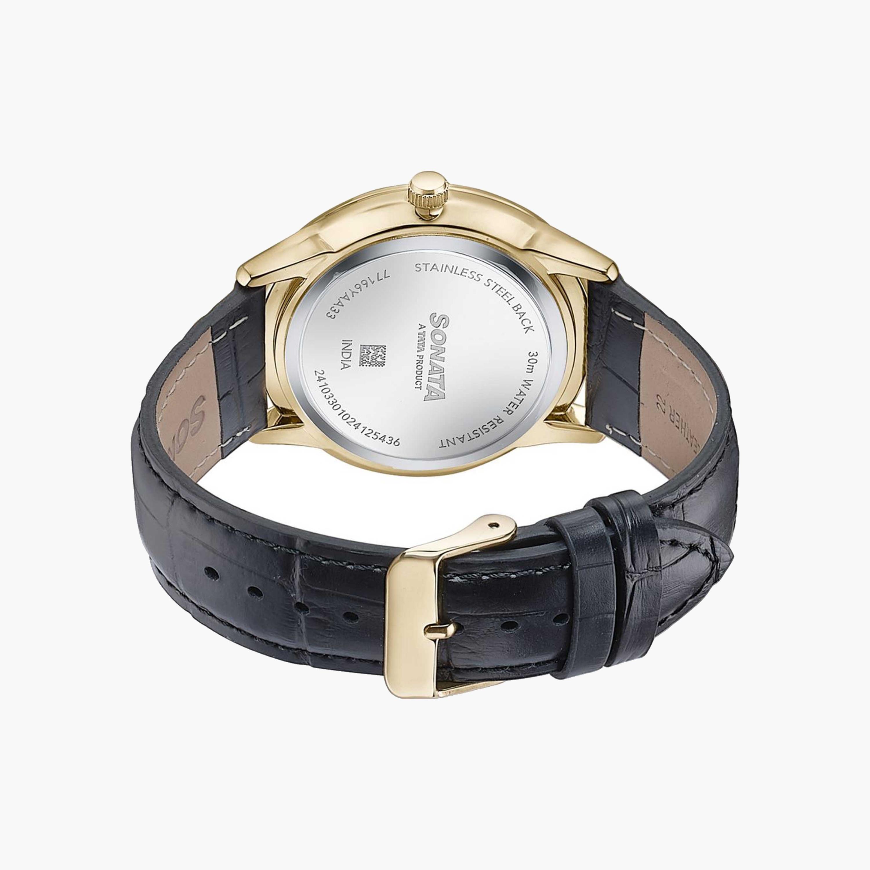 Sonata Gold Round Dial Leather Strap Watch-women-watchesandjewellery-watches-image-3