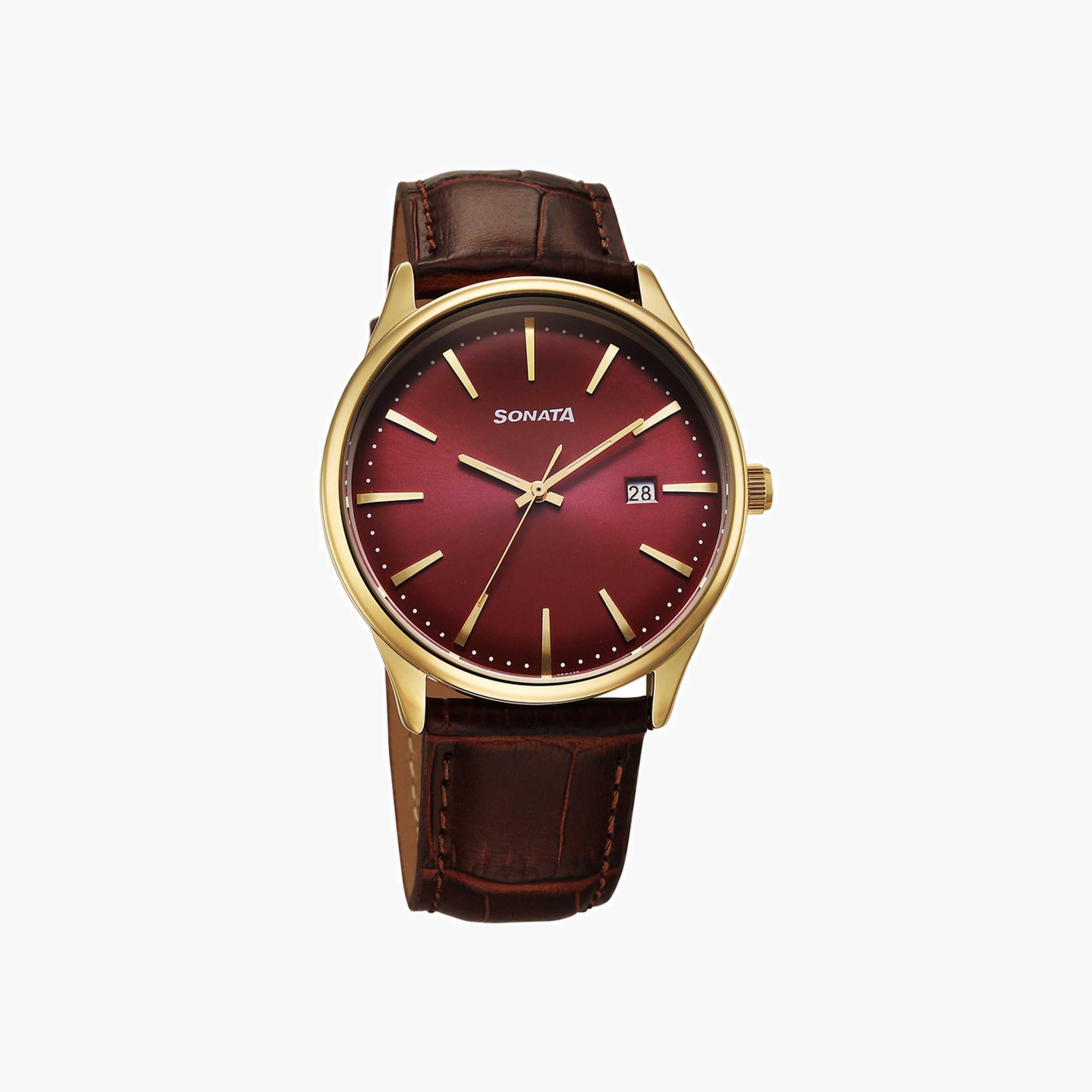 Sonata Round Analogue Watch-men-watchesandjewellery-watches-image-1