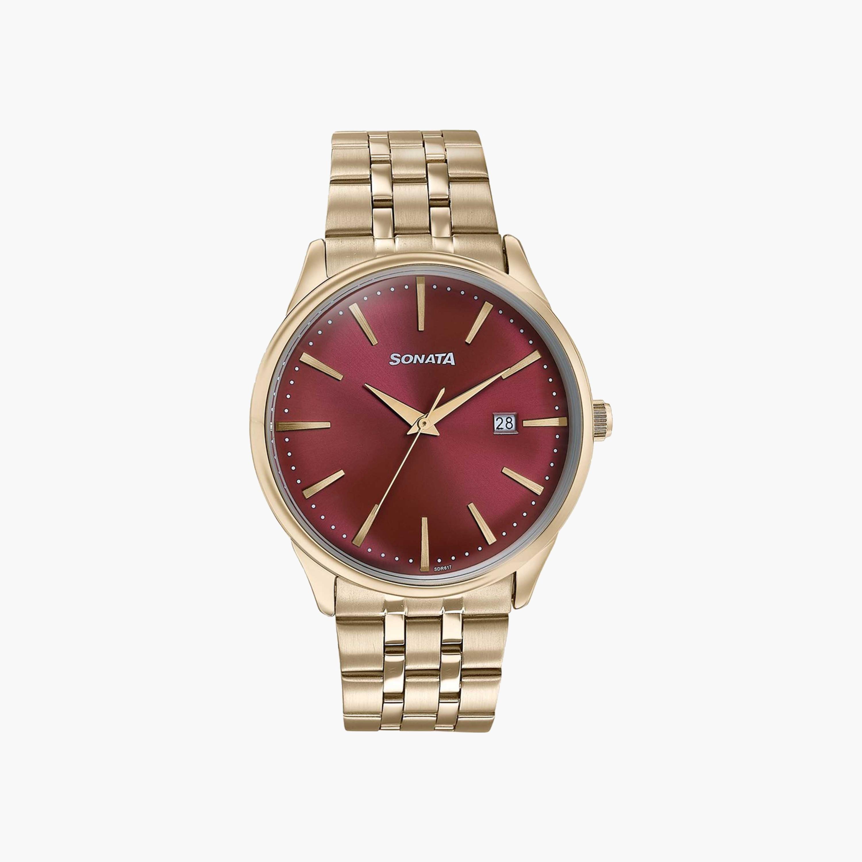 Sonata Gold Tone Round Dial Watch-men-watchesandjewellery-watches-image-1