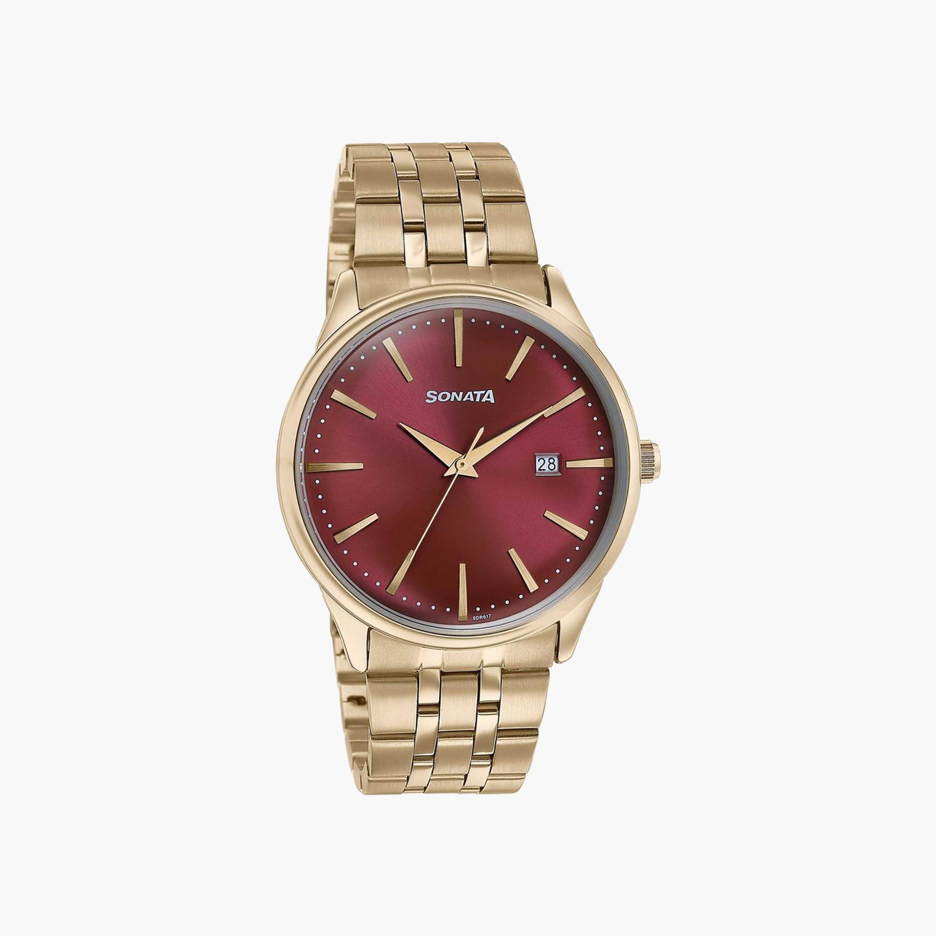 Sonata Gold Tone Round Dial Watch-men-watchesandjewellery-watches-image-5