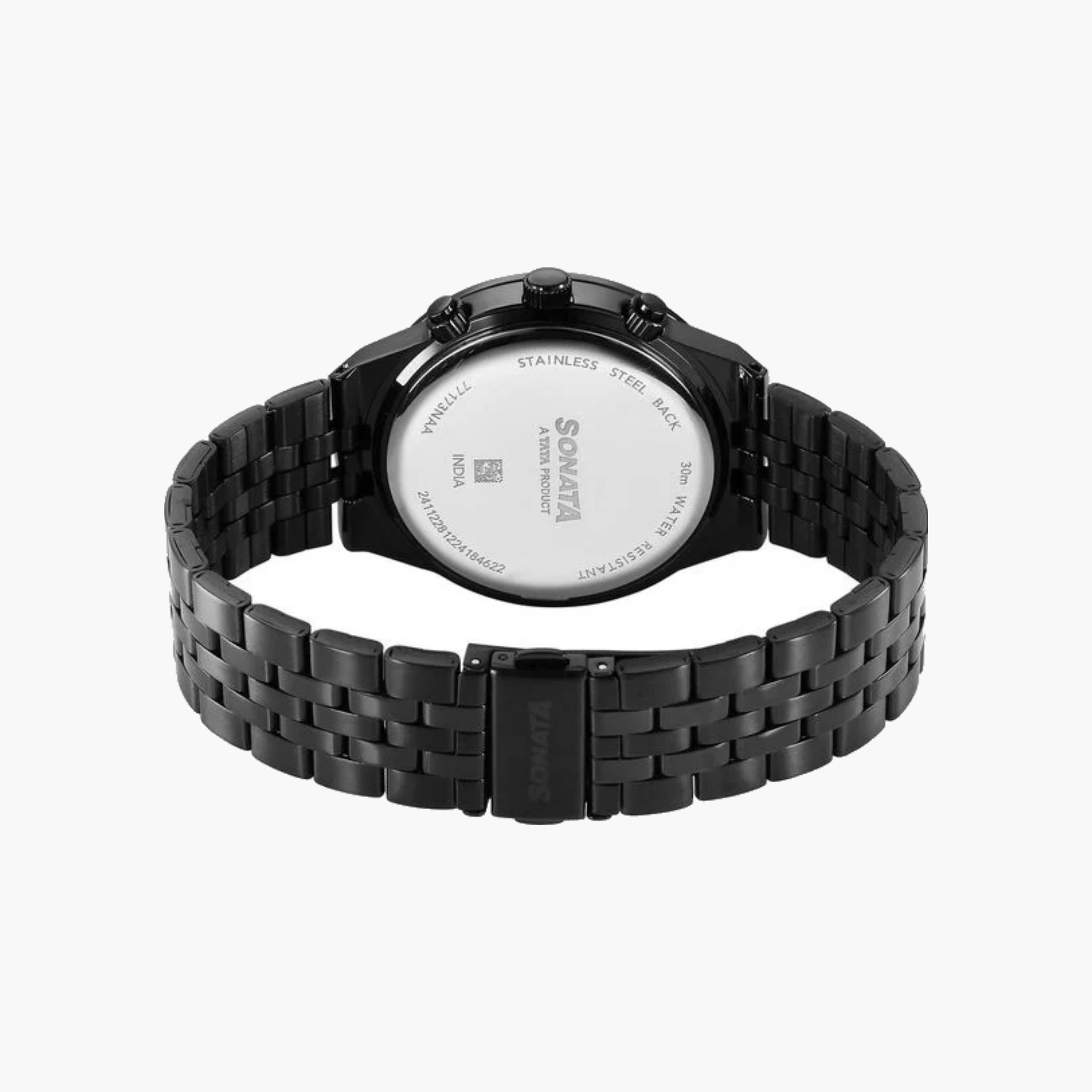 Sonata Black Chronograph Watch with Metal Strap-men-watchesandjewellery-watches-image-4